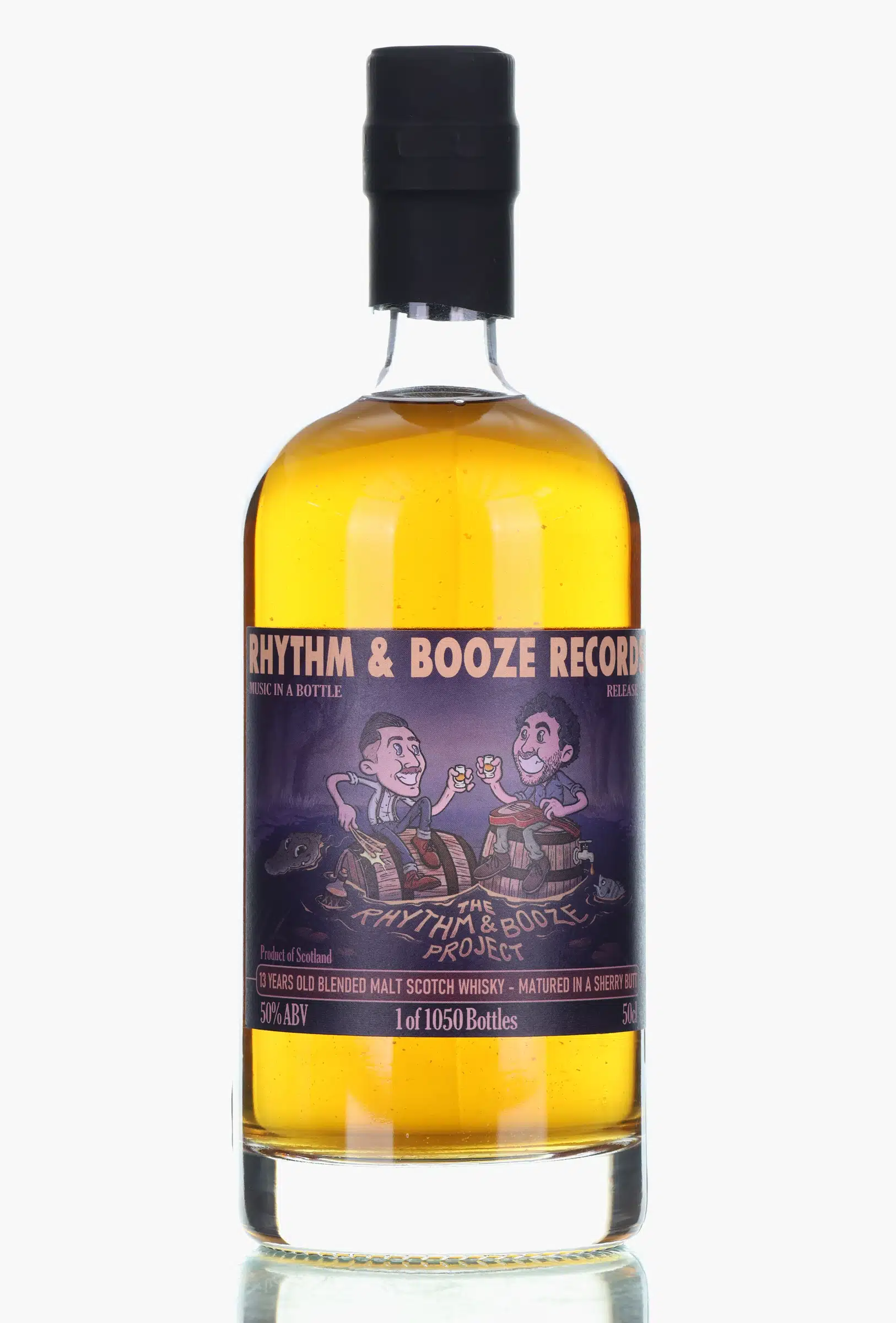 Blended Malt Rhythm & Booze Records Release 1 13 Year Old, Sherry Cask, Rhythm & Booze Records, 50% whisky bottle