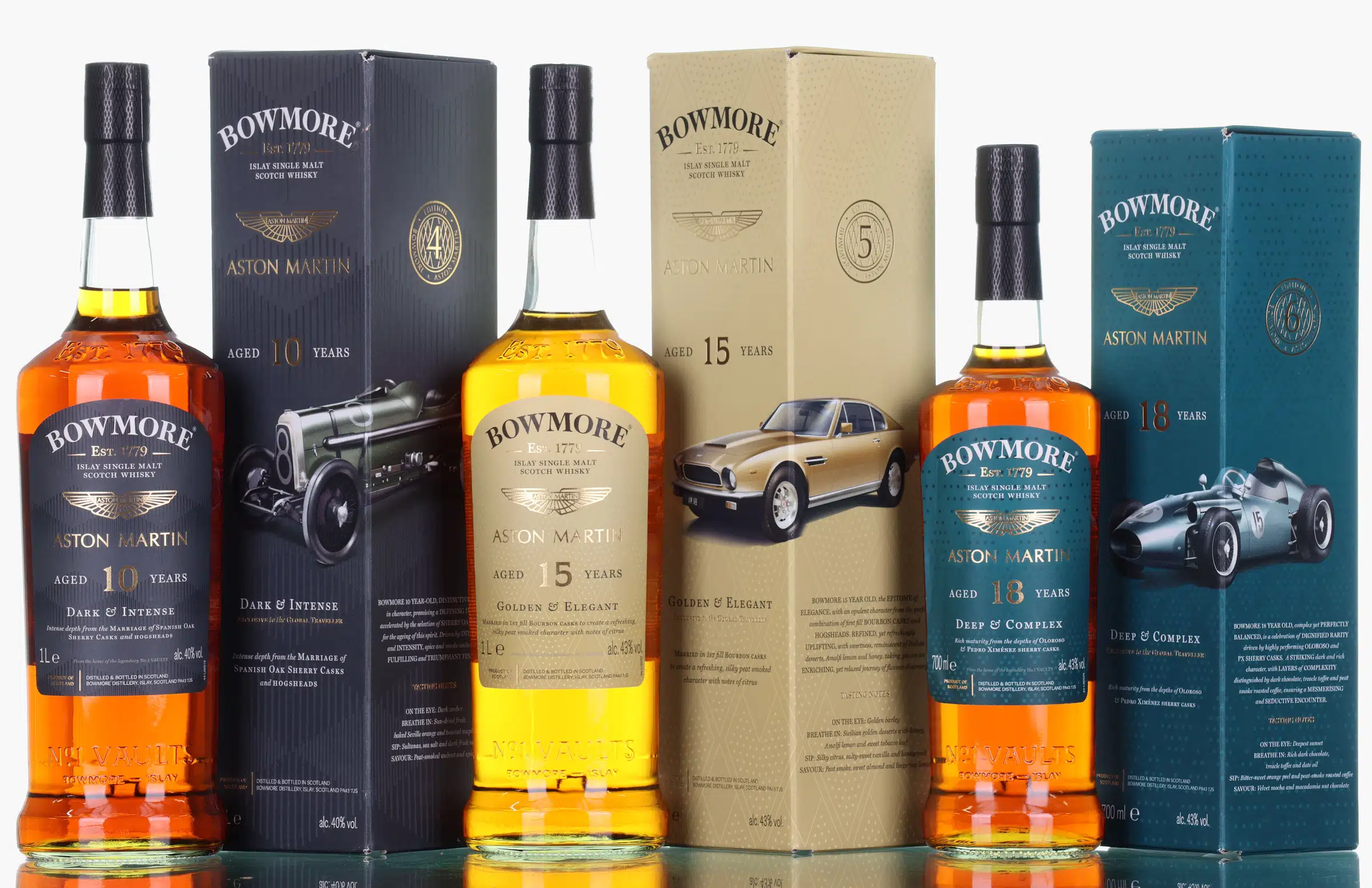 Bowmore Golden & Elegant Aston Martin Edition No. 5 15 Year Old, First Fill Bourbon & Hogshead Cask, 2022, 43% whisky bottle