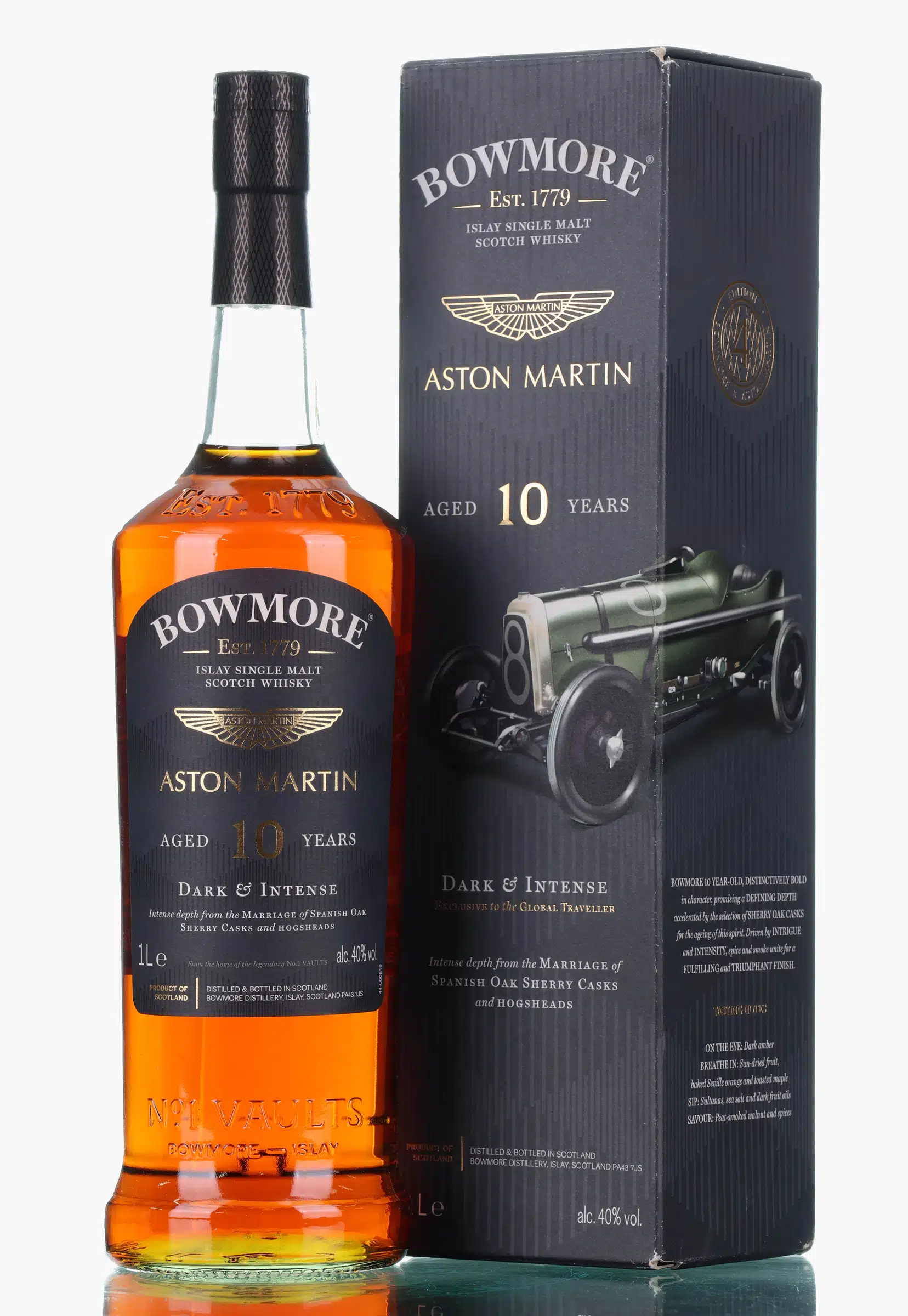 Bowmore Aston Martin Edition No. 4 Dark & Intense 10 Year Old, Spanish Oak Sherry & Hogshead Cask, 2022, 40% whisky bottle
