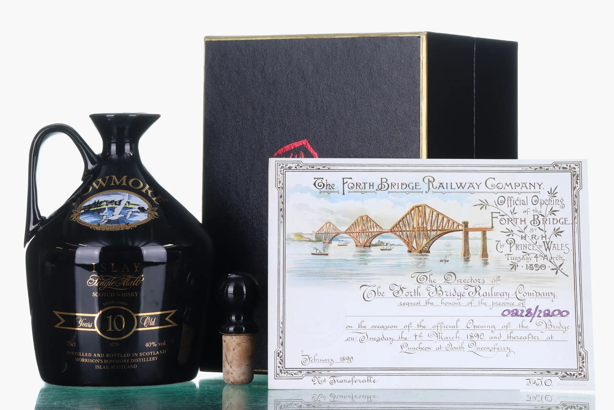 Bowmore Forth Bridge Centennial Decanter 10 Year Old, 1990, 40% whisky bottle