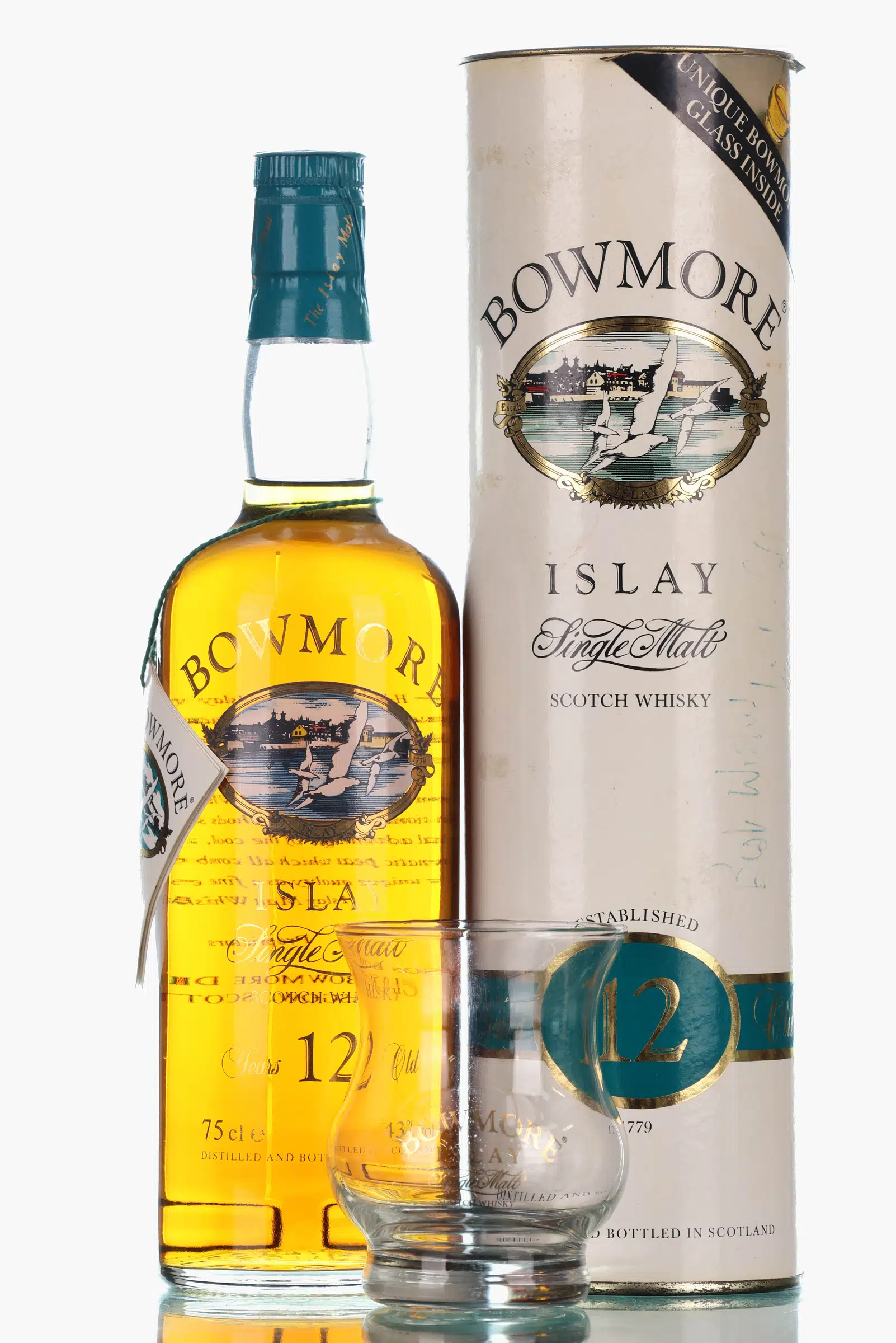 Bowmore 12 Year Old Screen Printed Label, Bourbon & Sherry Cask, 43%, 75cl whisky bottle