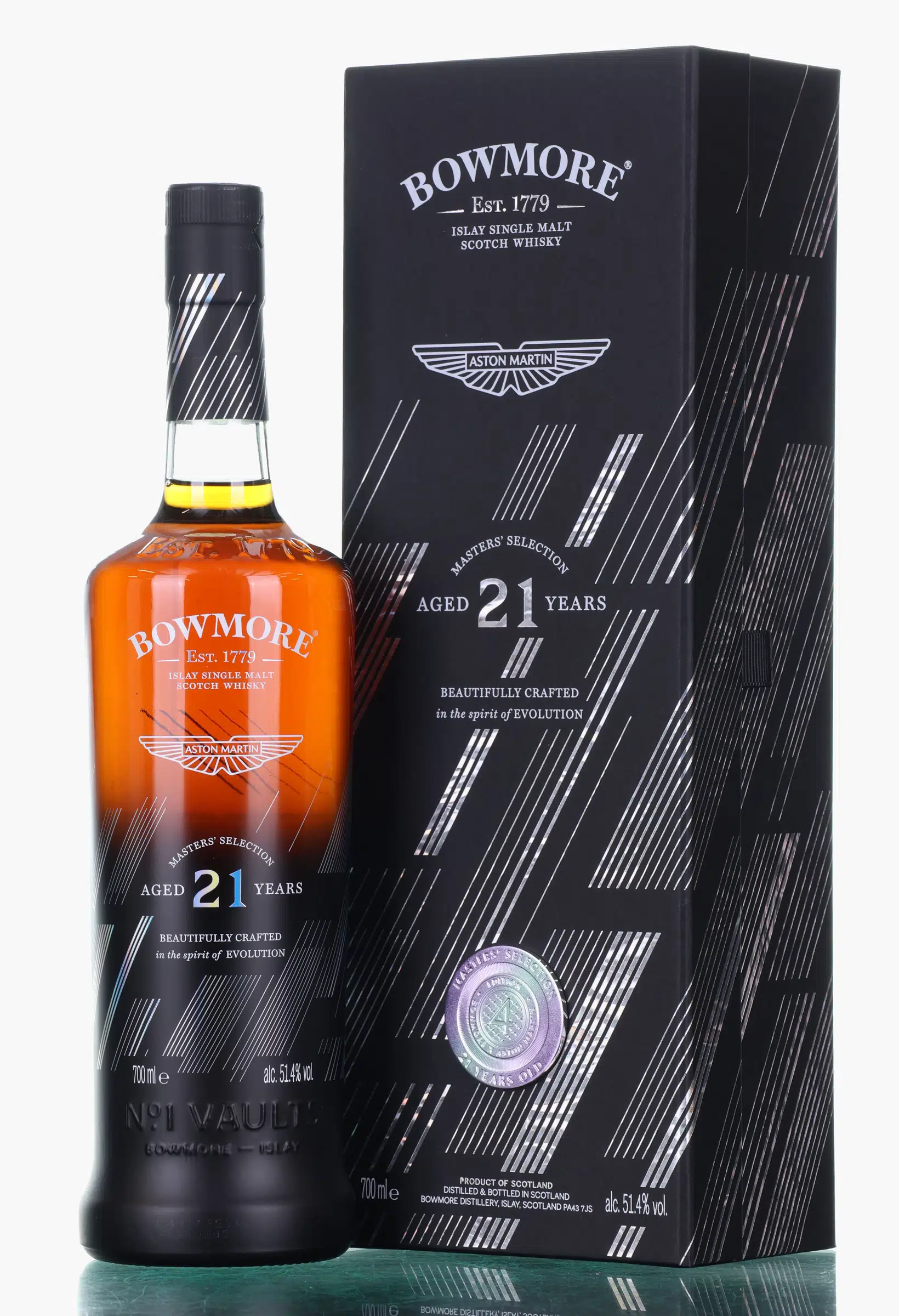 Bowmore 21 Years Old Aston Martin Master's Collection Edition No. 4, Tawny Port American Oak Cask & Oloroso Sherry Cask, 2024, 51.4% whisky bottle