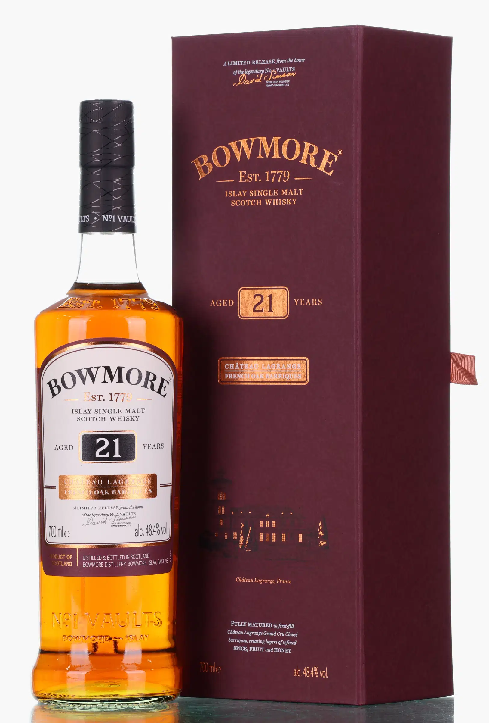 Bowmore Chateau Lagrange French Oak Barriques 21 Year Old, French Oak Barrique Cask, 2021, 48.4% whisky bottle