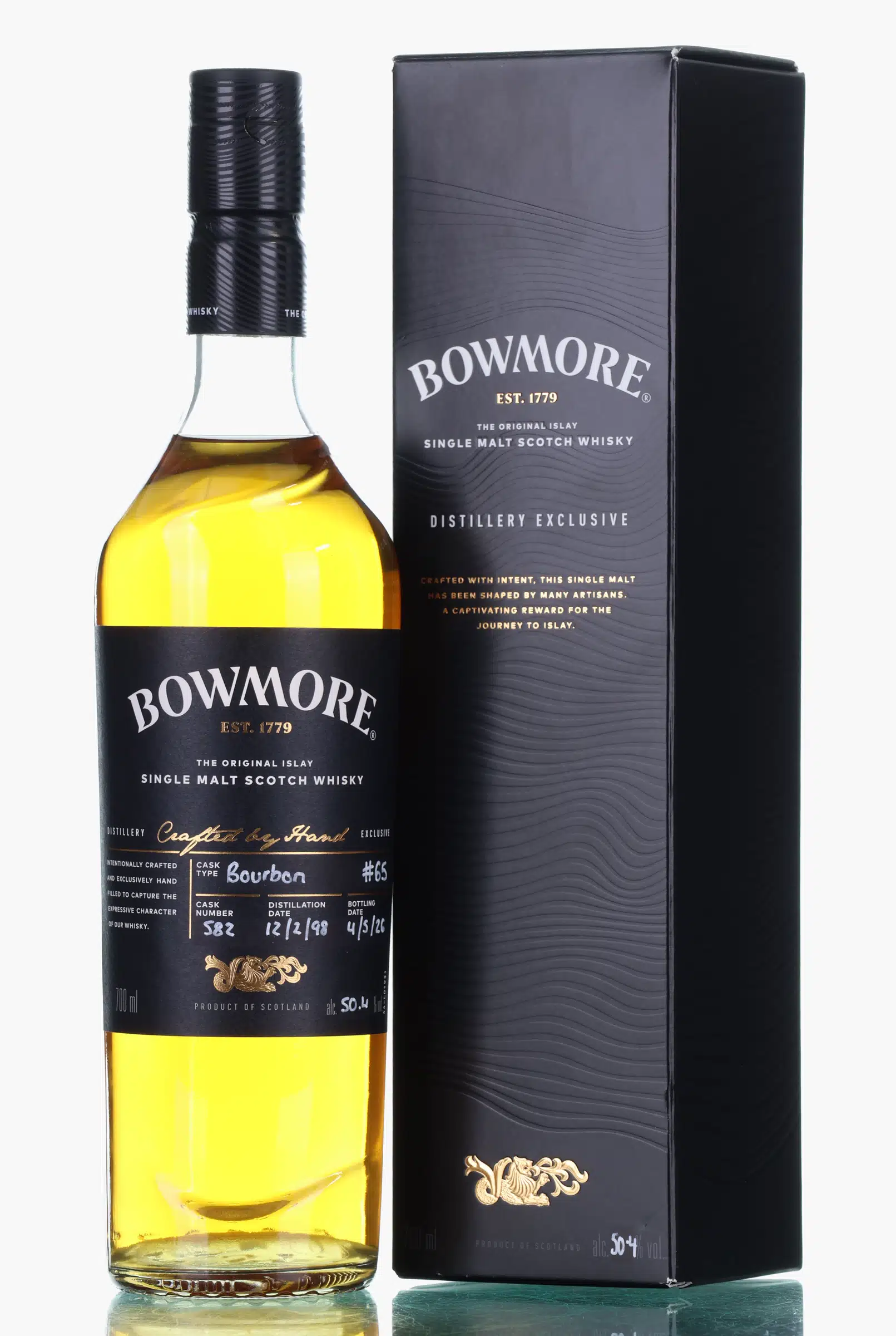 Bowmore Crafted by Hand 28 Year Old, Bourbon Cask, Cask #582, 2026, 50.4% whisky bottle