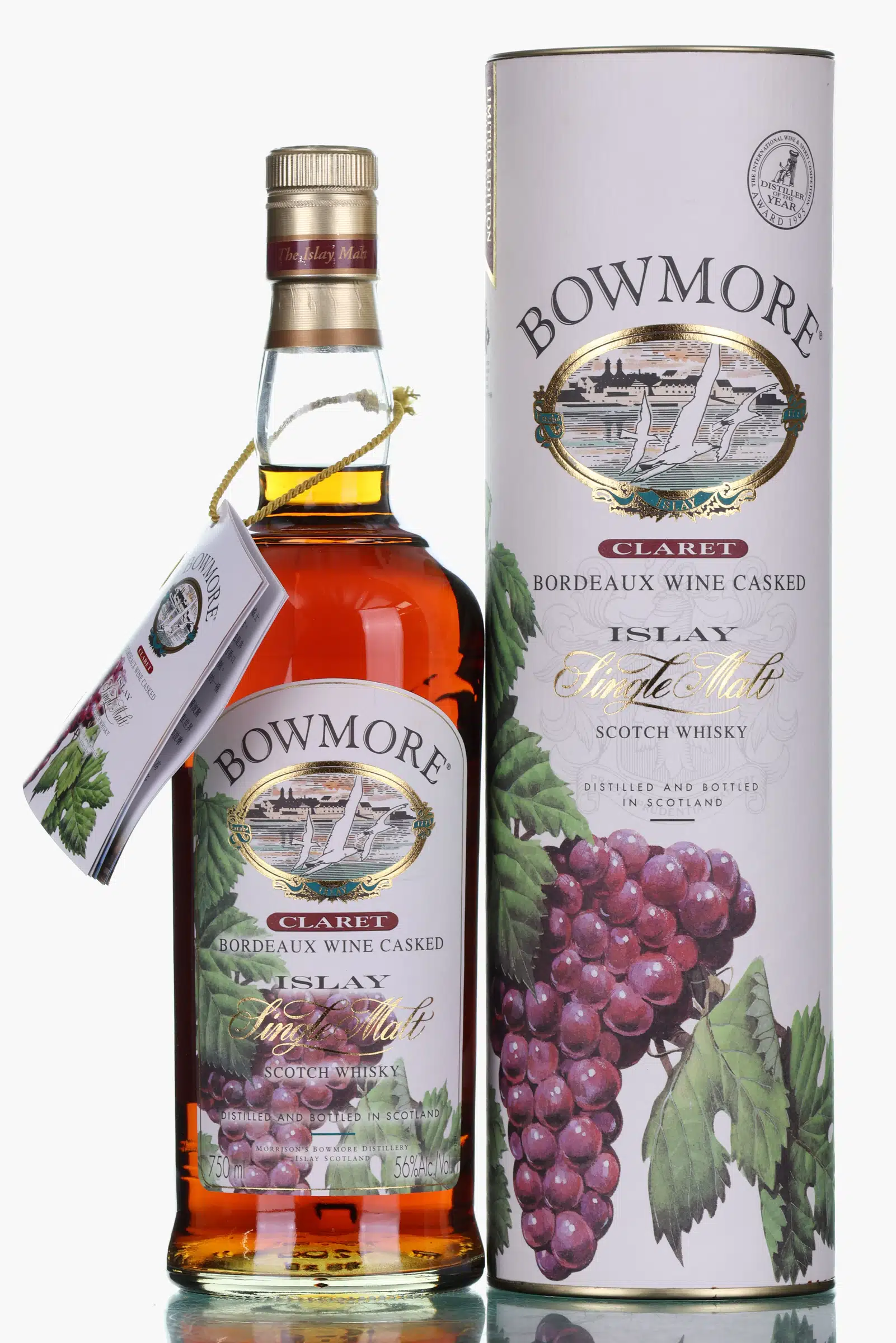Bowmore Claret 12 Year Old, Bourbon & Bordeaux Wine Cask, 1999, 56% whisky bottle