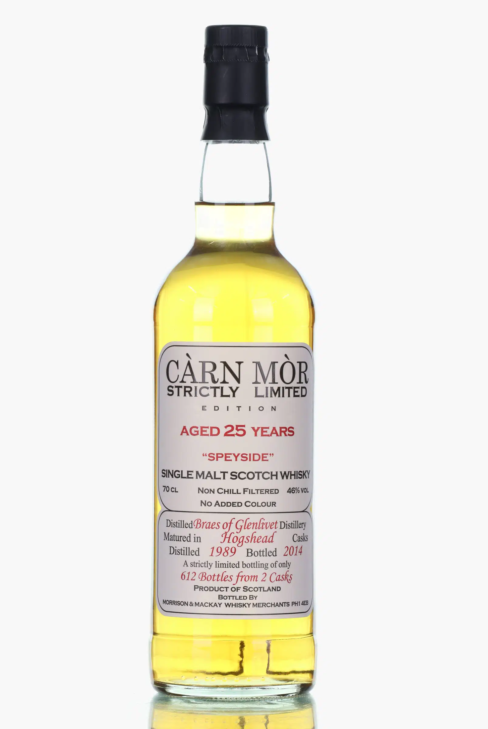 Braeval Carn Mor Strictly Limited 25 Year Old, Hogshead Cask, 1989, Morrison & Mackay, 46% whisky bottle