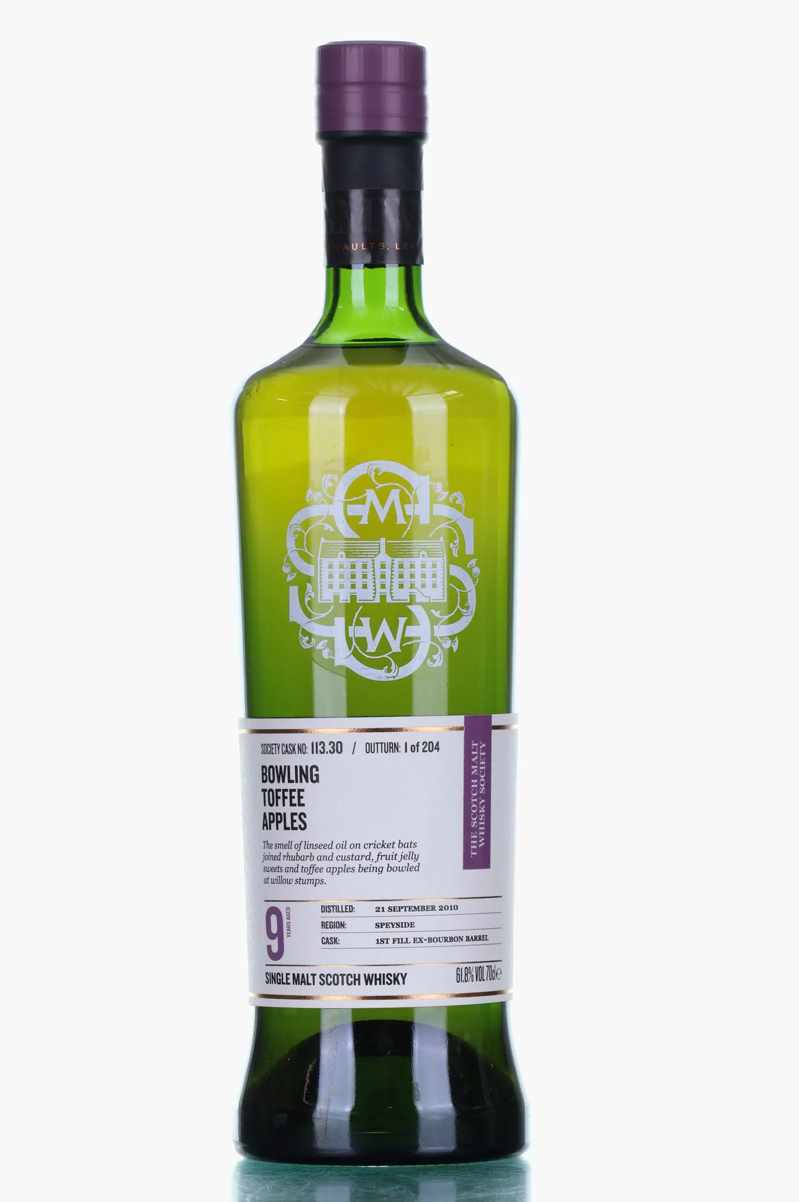 Braeval Bowling Toffee Apples 9 Year Old, Bourbon Cask, Cask #113.30, 2010, The Scotch Malt Whisky Society, 61.8% whisky bottle