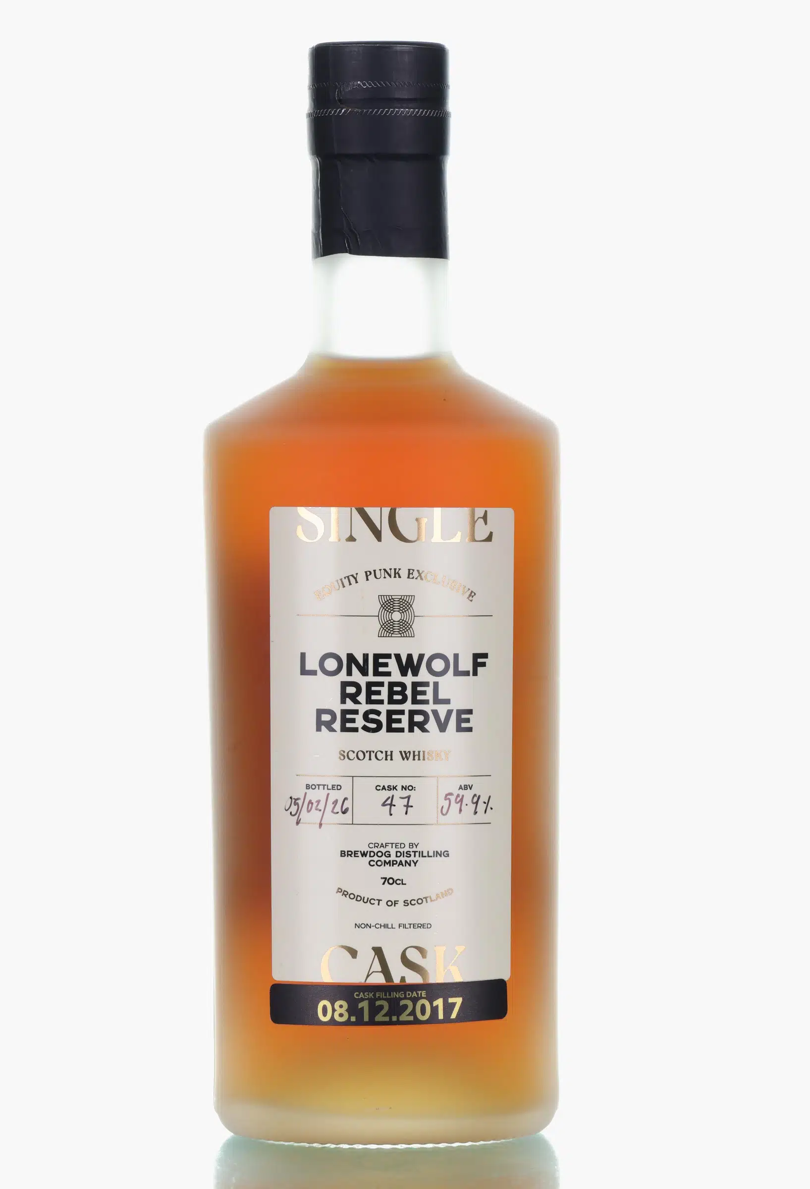 BrewDog Distilling Co. LoneWolf Rebel Reserve 9 Year Old, First-fill ex-Bourbon Cask, Cask #47, 2026, 59.9% whisky bottle