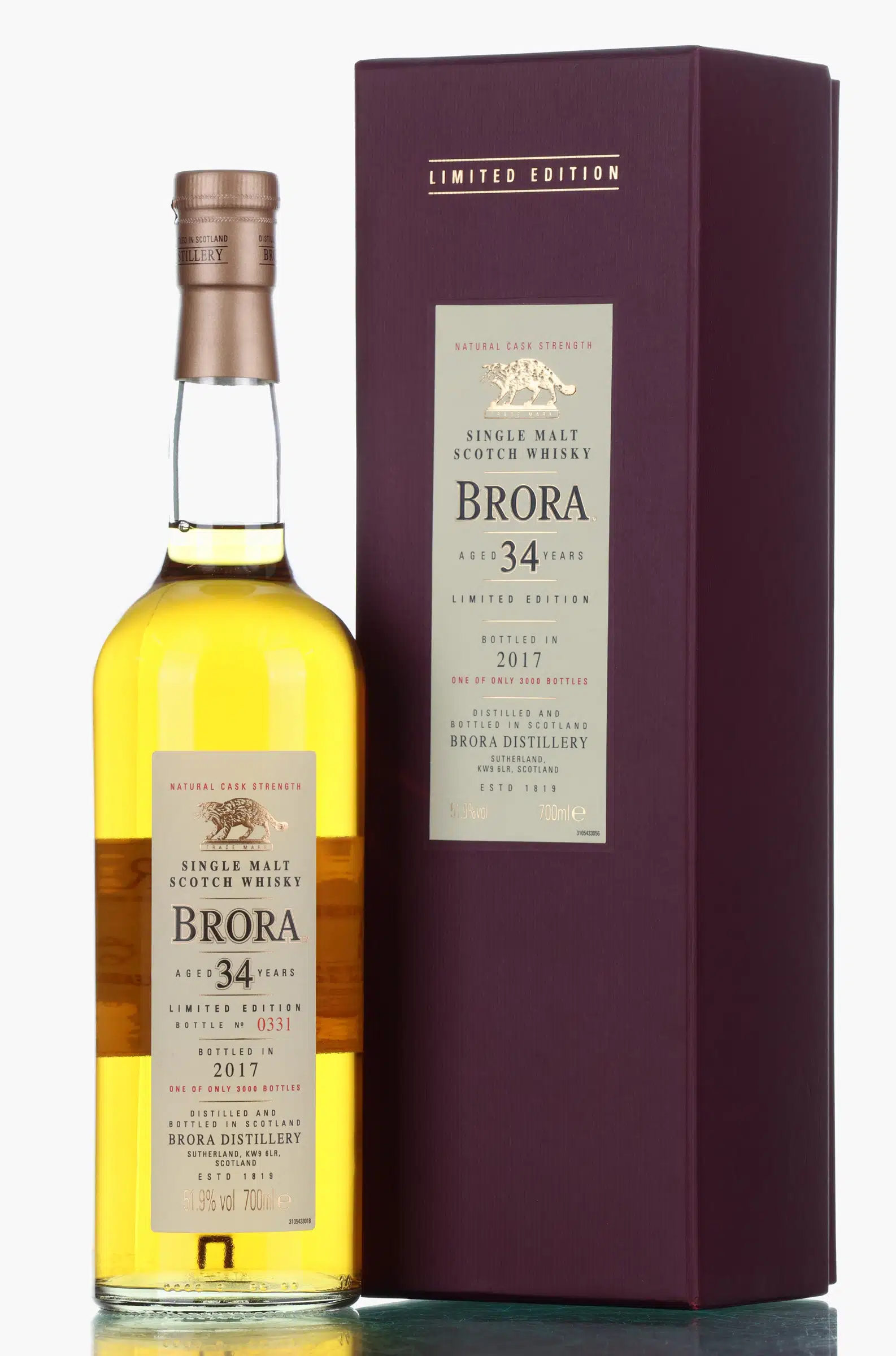 Brora 34 Year Old, American Oak Cask, 2017, 51.9% whisky bottle