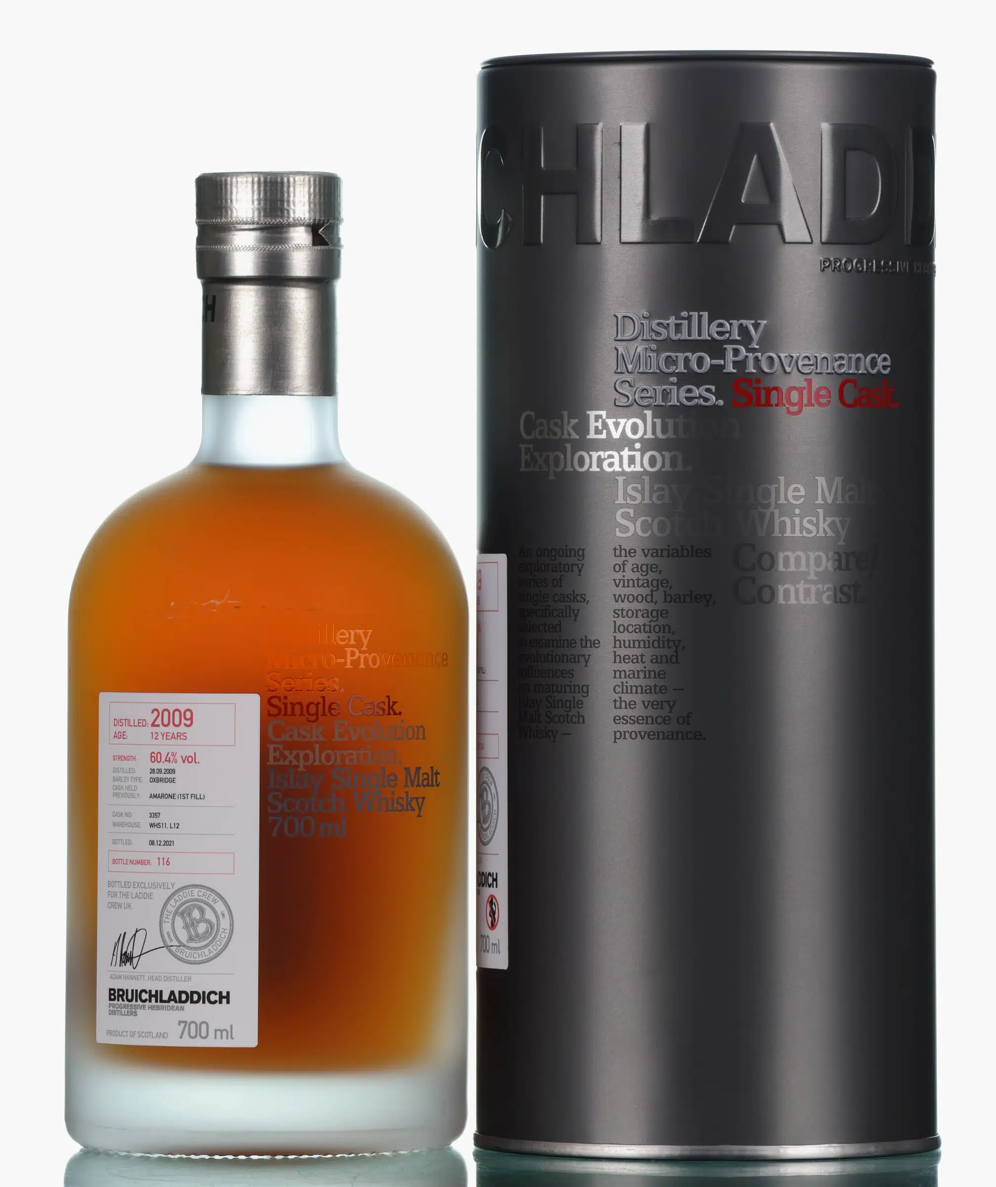 Bruichladdich Micro-Provenance Series 12 Year Old, Amarone Cask, Cask #3357, 2021, 60.4% whisky bottle