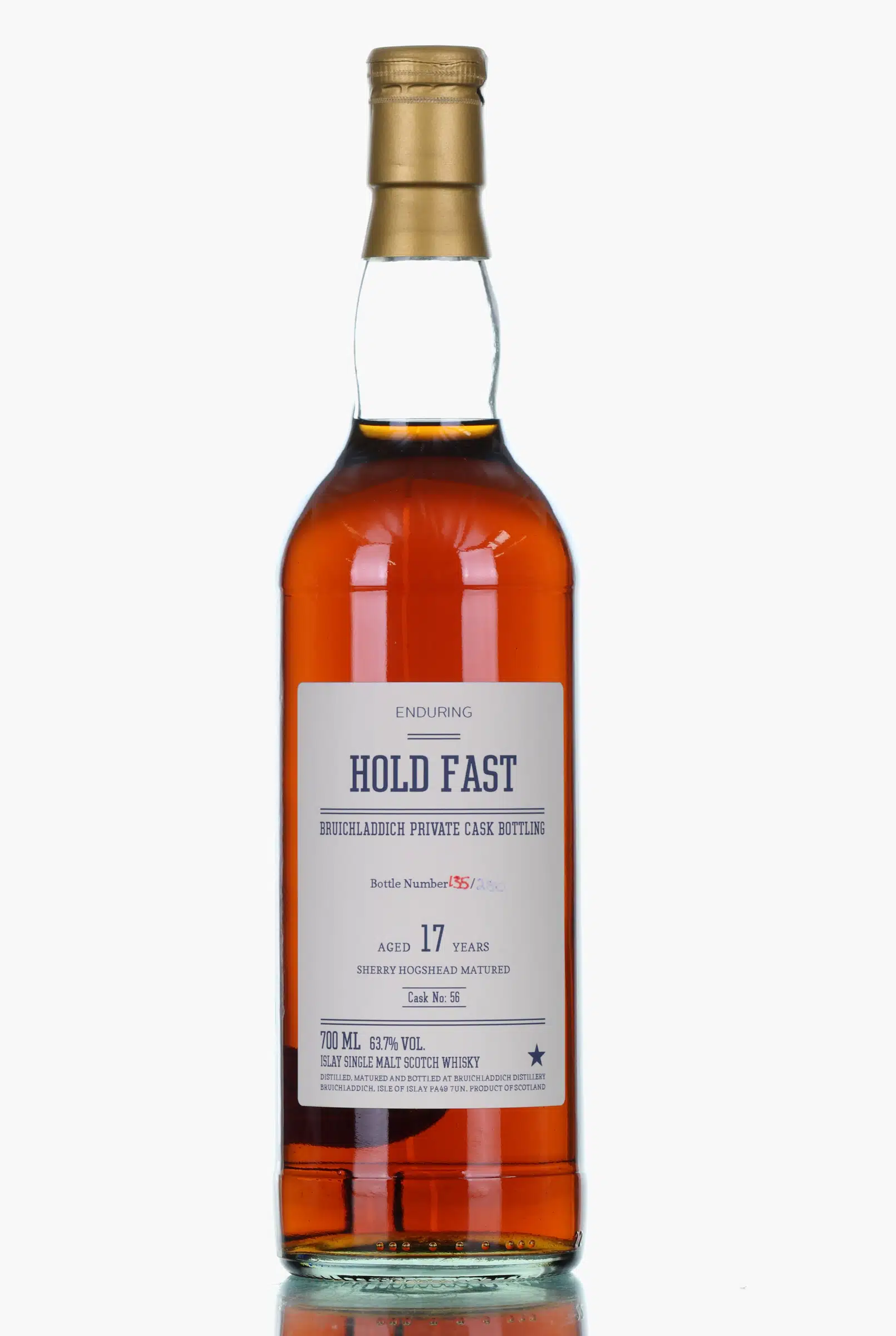 Bruichladdich Private Cask 'Hold Fast' 17 Year Old, Sherry Hogshead Cask, Cask #56, 63.7% whisky bottle
