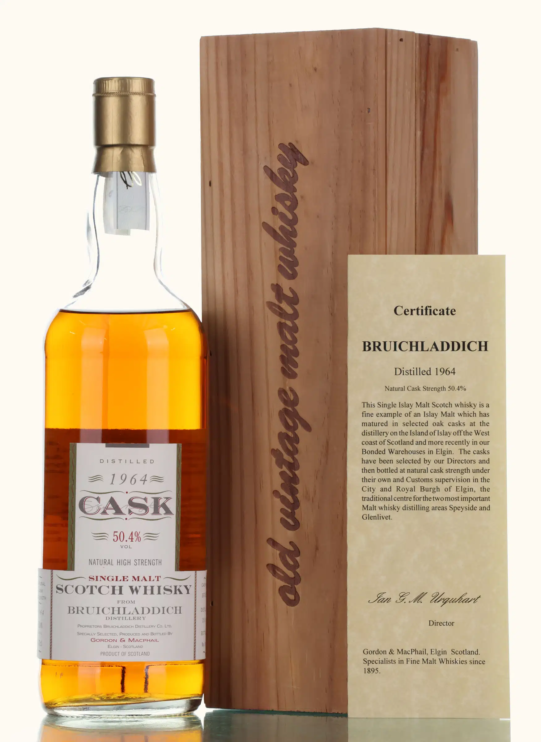 Bruichladdich Cask #29 Year Old, Oak Cask, Cask #3673-3675, 1964, Gordon & MacPhail, 50.4% whisky bottle