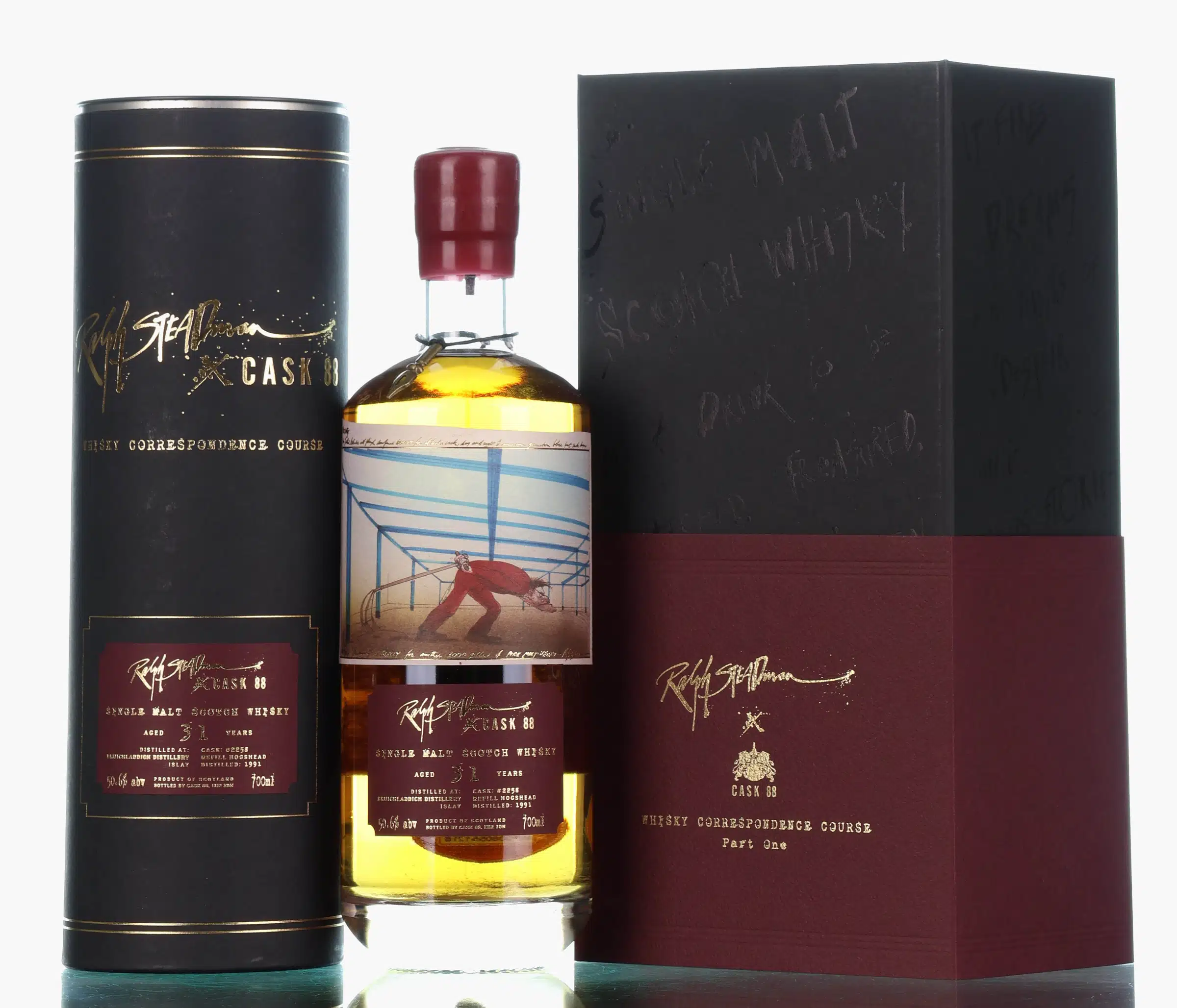 Bruichladdich Whisky Correspondence Course Part One x Ralph Steadman 31 Year Old, Refill Hogshead Cask, Cask #2258, 1991, Cask 88, 50.6% whisky bottle