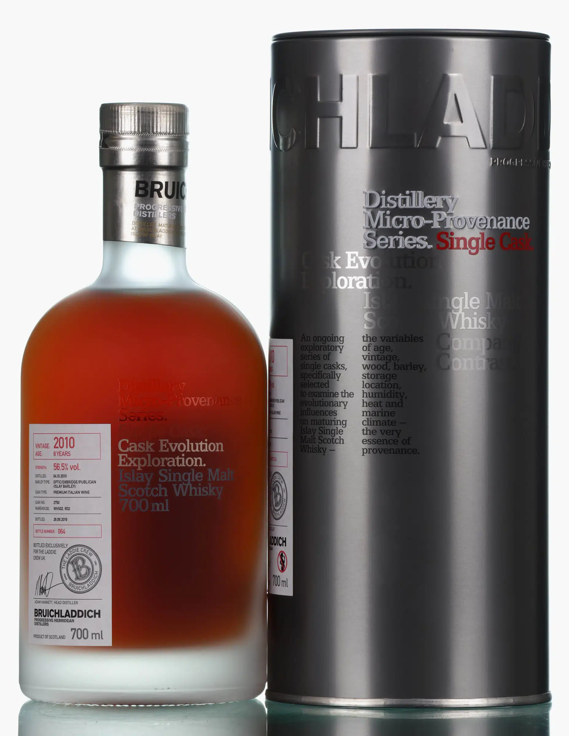 Bruichladdich Micro Provenance 8 Year Old, Premium Italian Wine Cask, Cask #2750, 2019, 56.5% whisky bottle