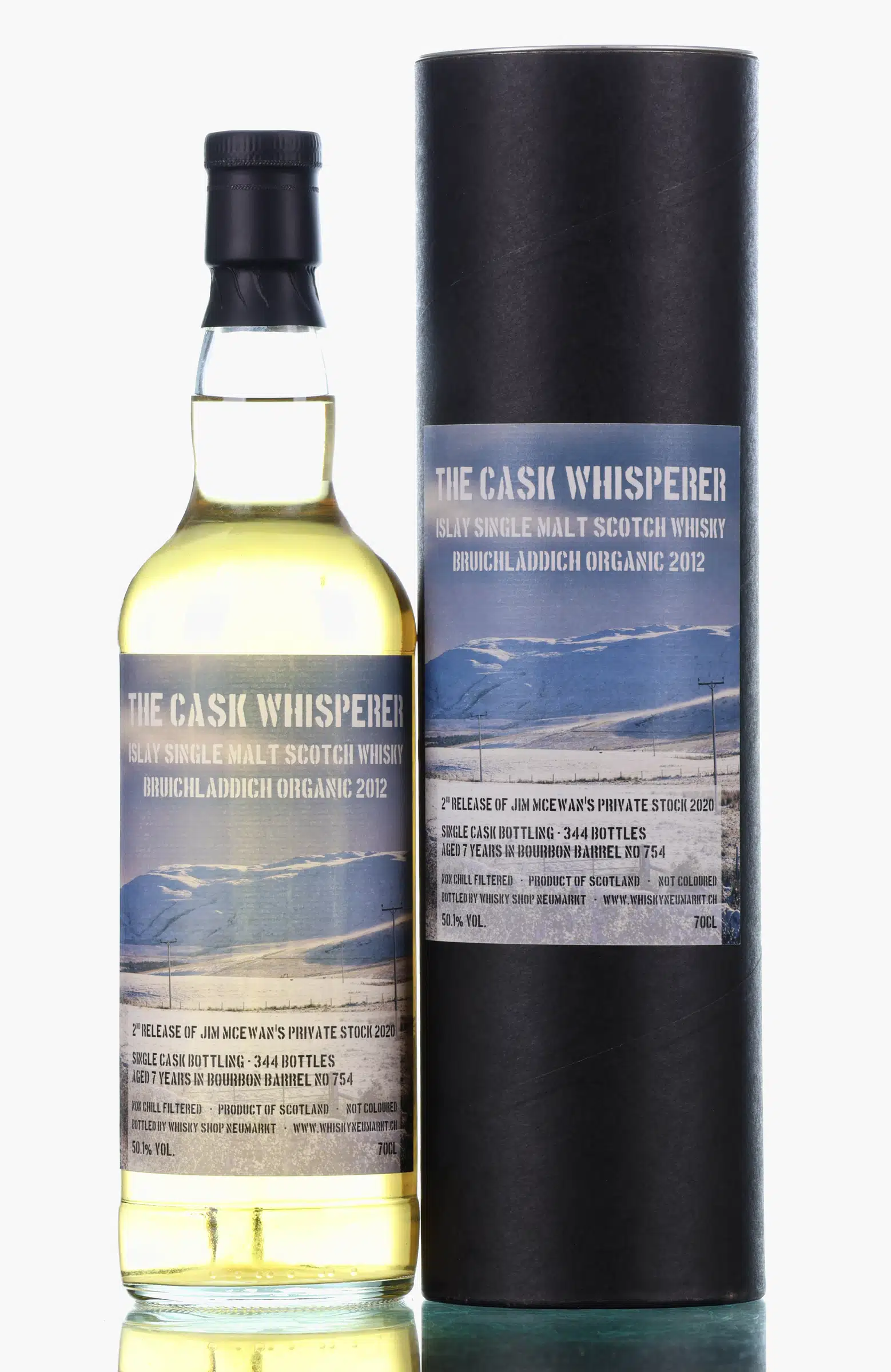 Bruichladdich Organic 7 Year Old, Bourbon Cask, Cask #7003368, 2012, The Cask Whisperer, 50.1% whisky bottle