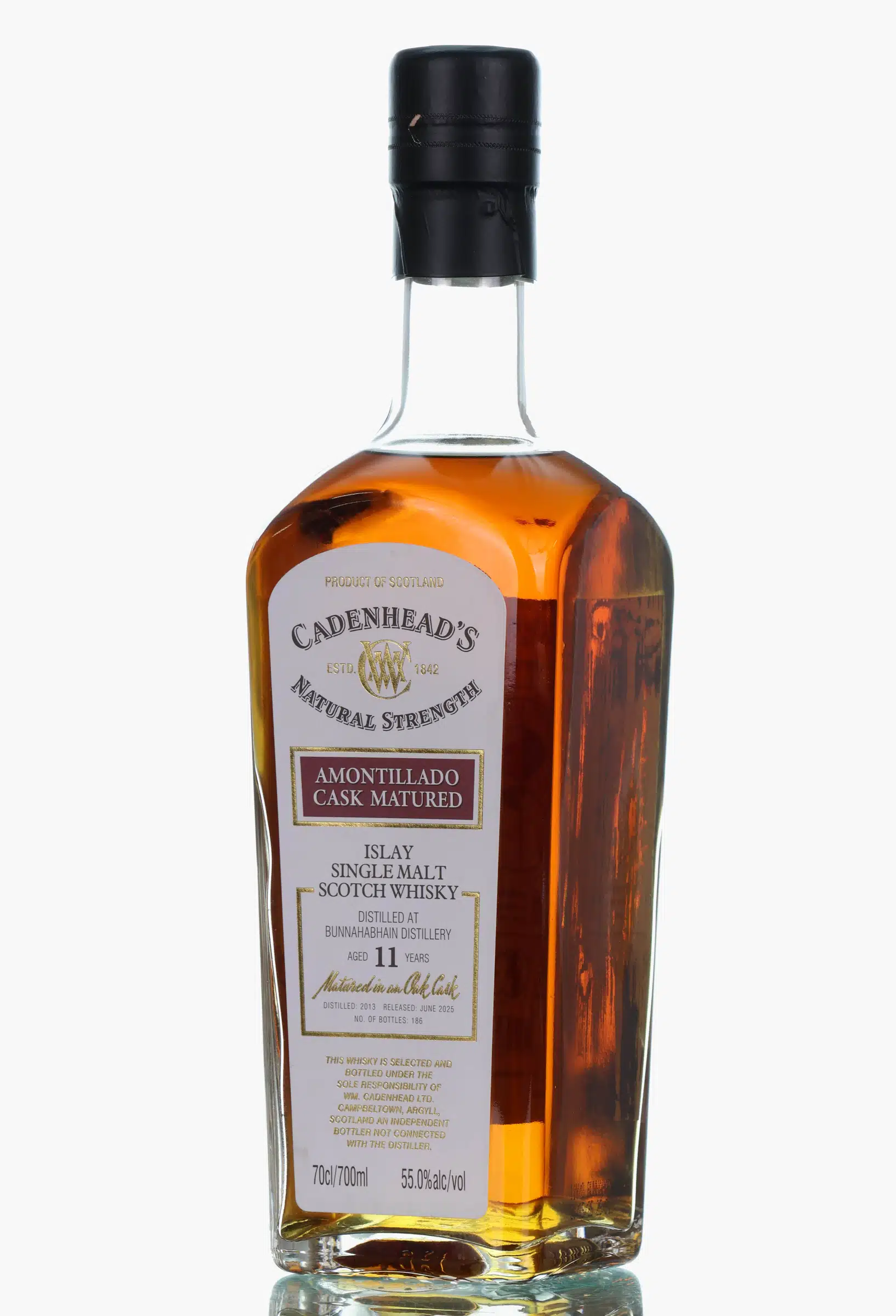 Bunnahabhain Authentic Collection 11 Year Old, Amontillado Hogshead Cask, 2013, Cadenhead's, 55% whisky bottle