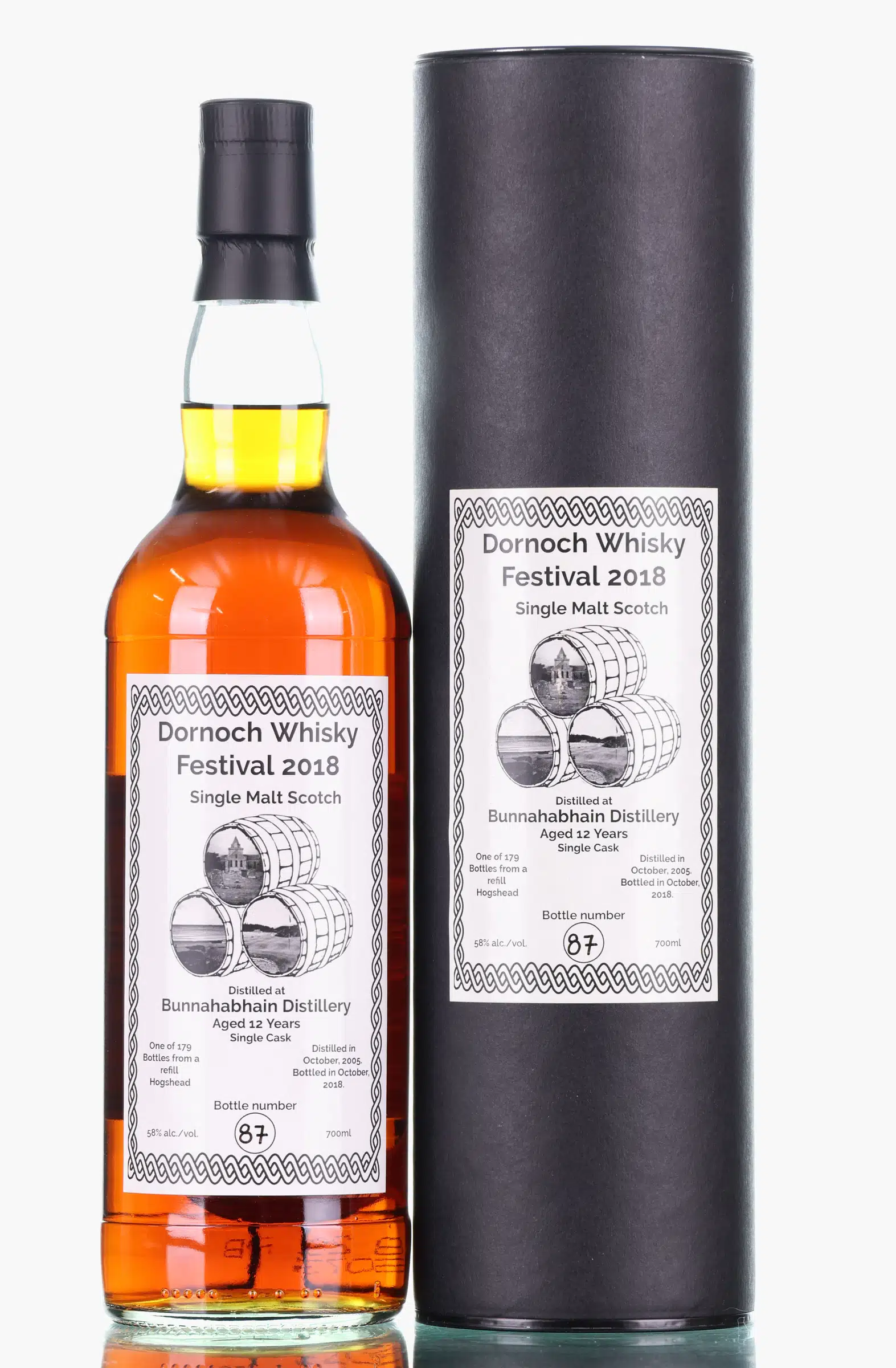 Bunnahabhain Dornoch Whisky Festival 2018 12 Year Old, Refill Hogshead Cask, 2018, 58% whisky bottle