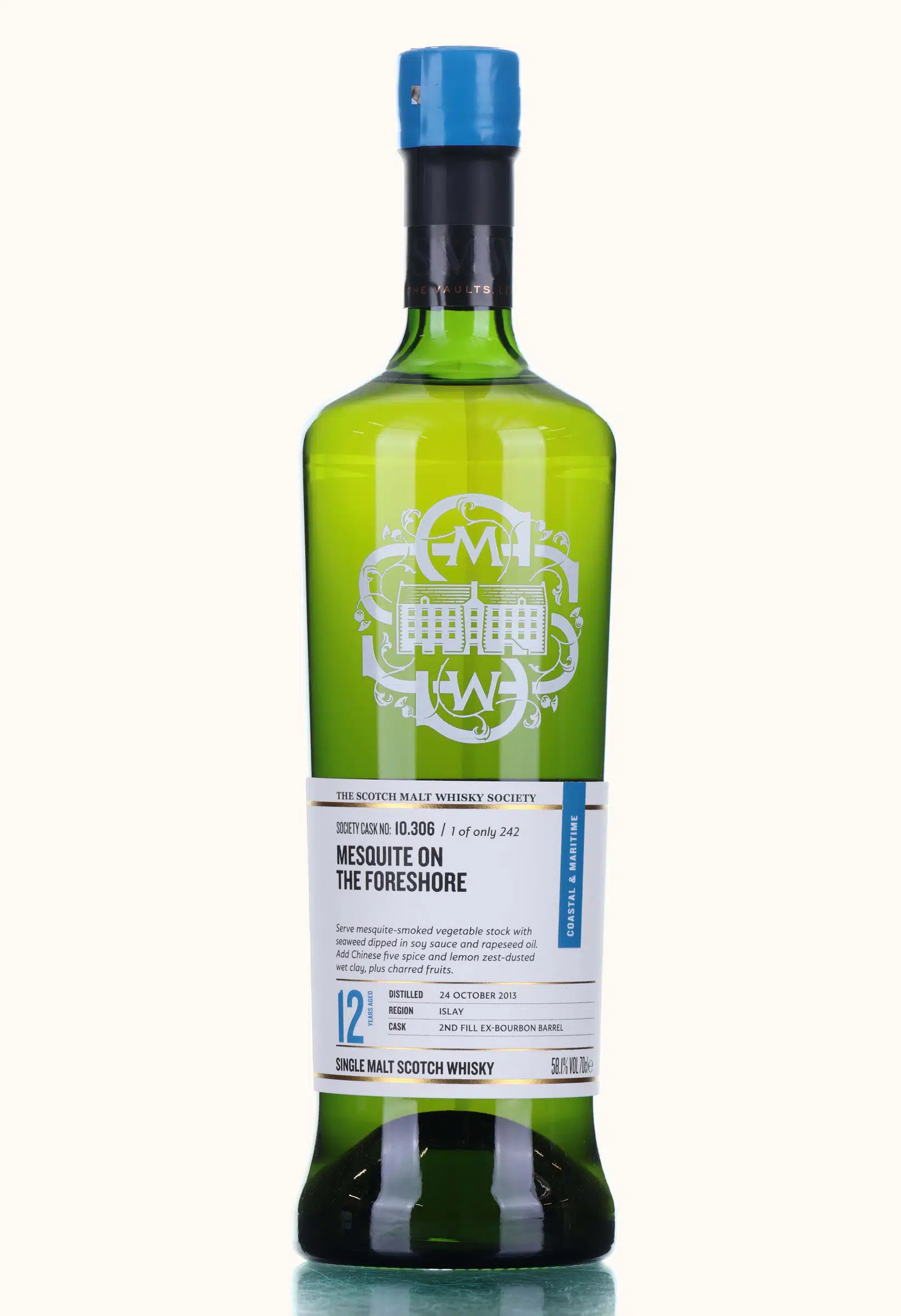 Bunnahabhain Mesquite on the Foreshore 12 Year Old, Bourbon Cask, Cask #10.306, 2013, The Scotch Malt Whisky Society, 58.1% whisky bottle