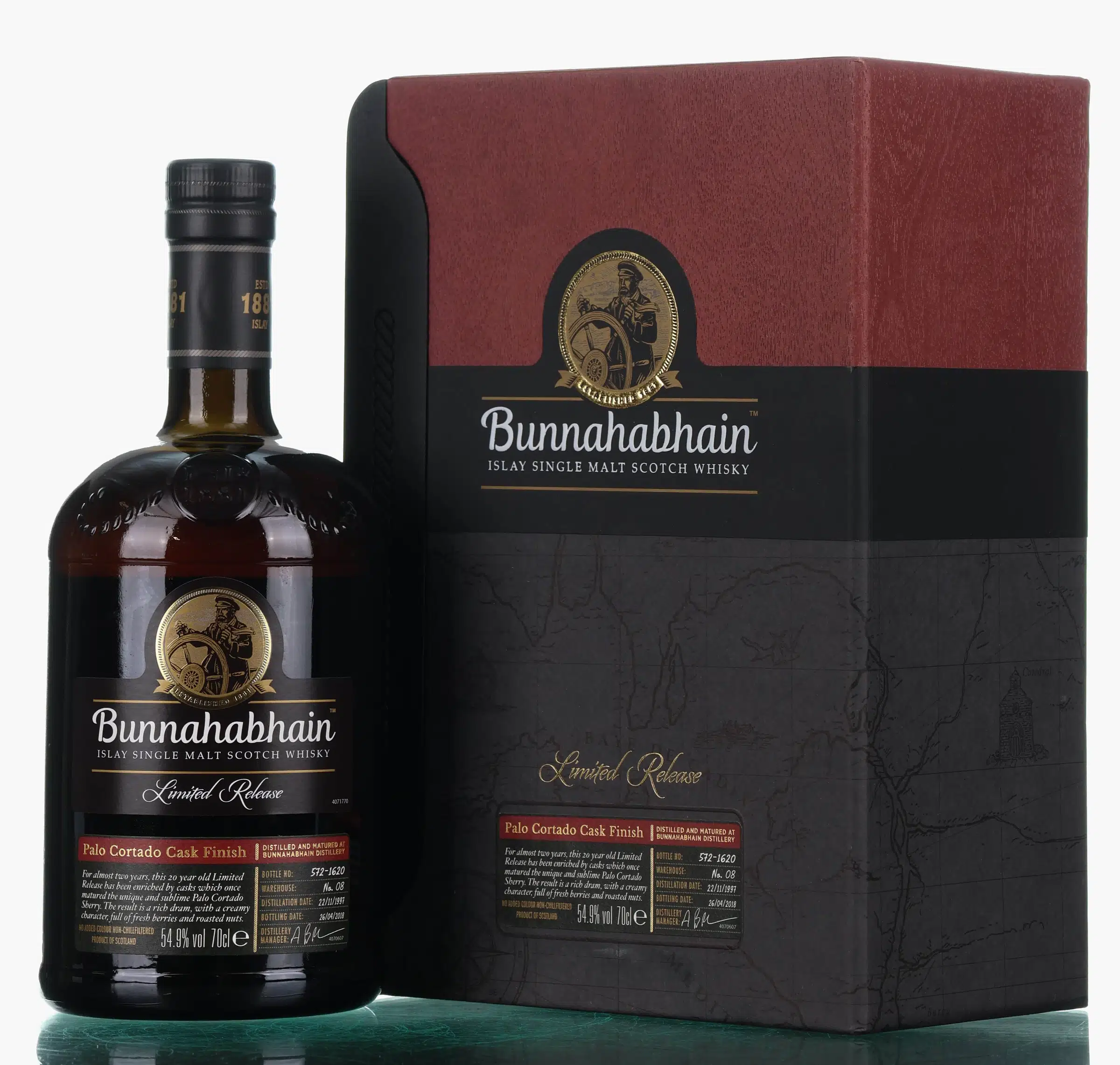 Bunnahabhain Palo Cortado Cask Finish 20 Year Old, Palo Cortado Cask, 2018, 54.9% whisky bottle