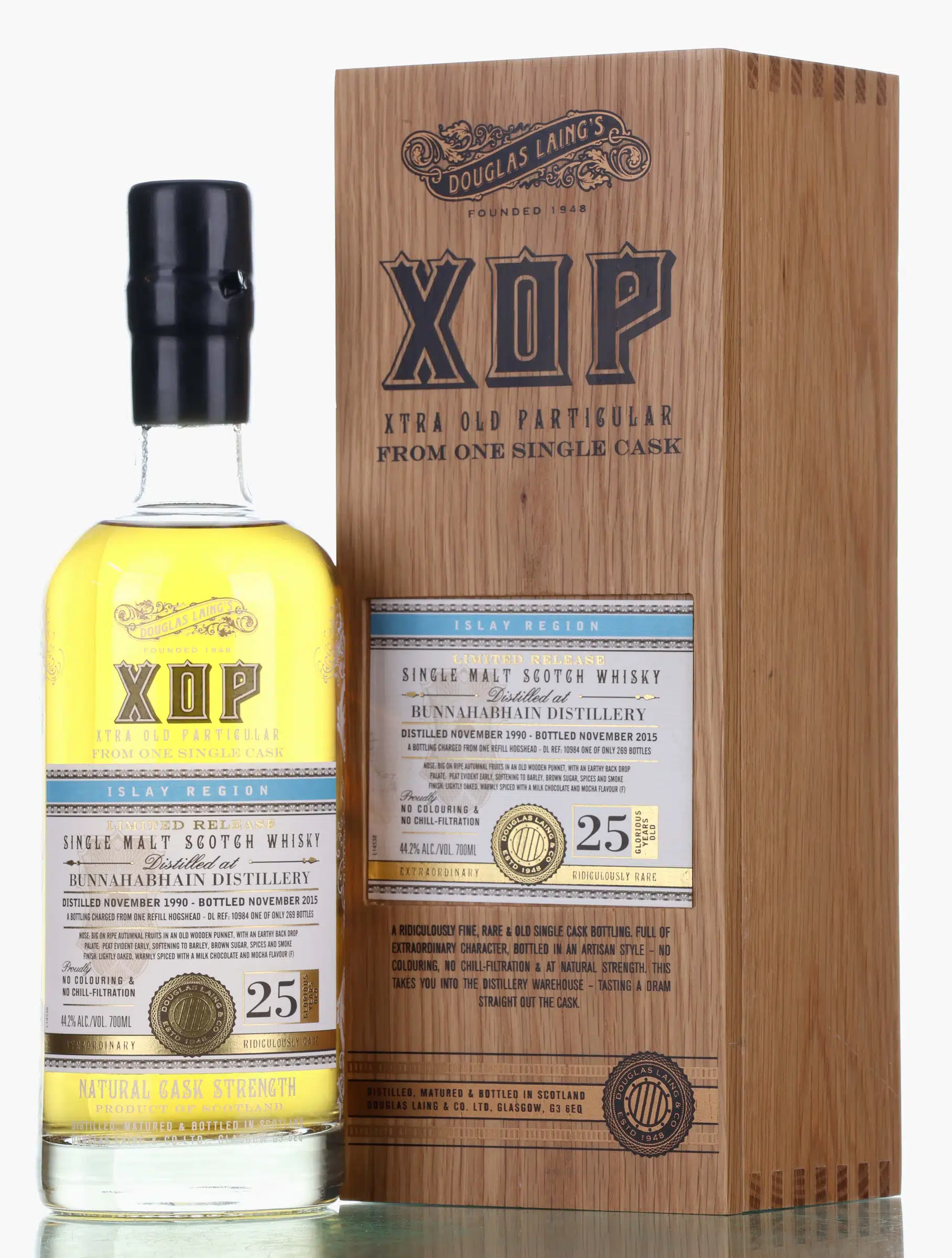 Bunnahabhain 25 Year Old, Refill Hogshead Cask, Cask #10984, 1990, Douglas Laing, 44.2% whisky bottle