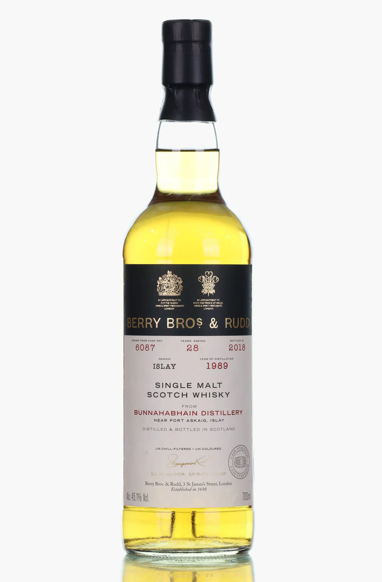 Bunnahabhain 28 Year Old, Cask #6087, 1989, Berry Bros & Rudd, 45.1% whisky bottle