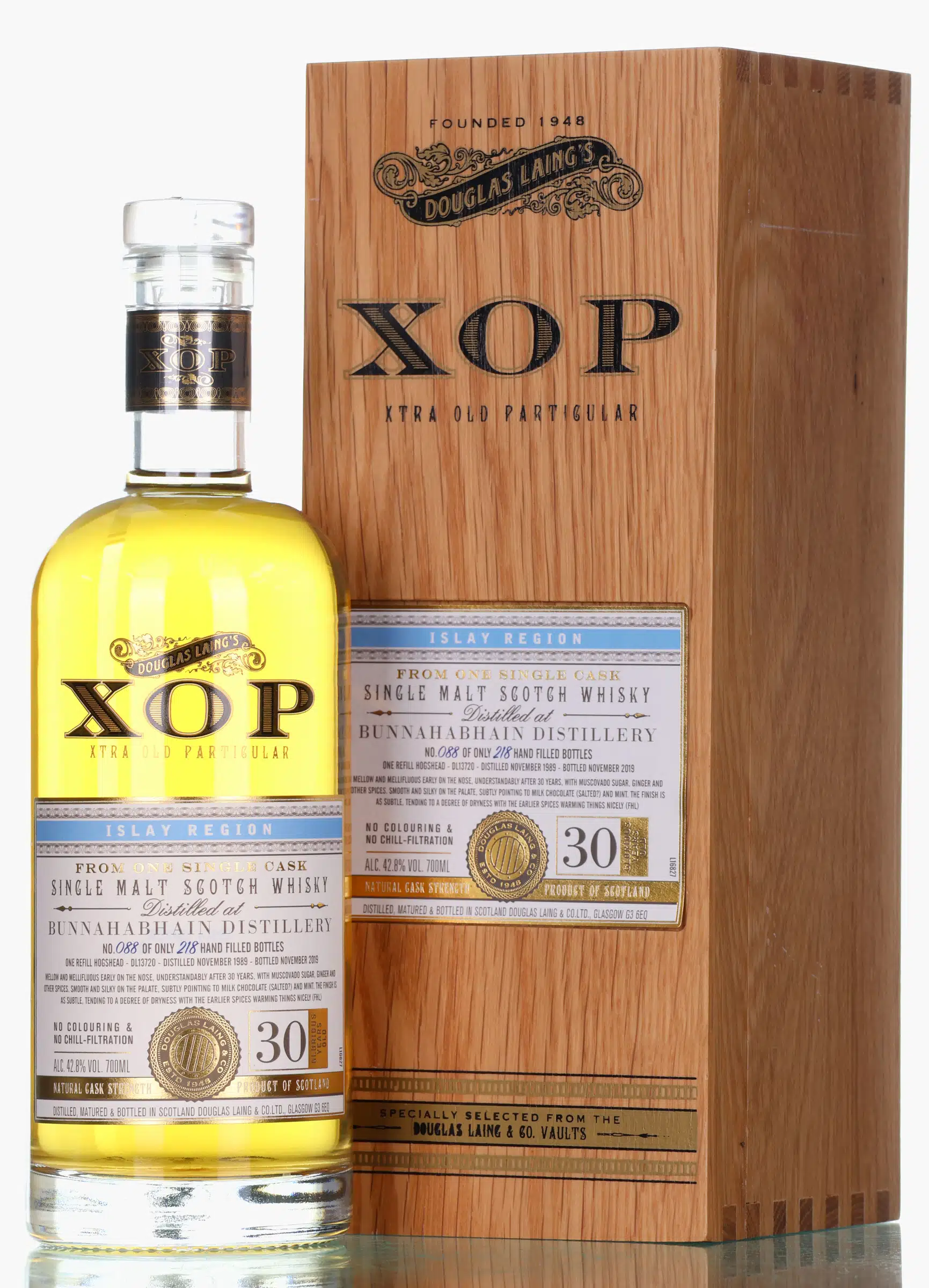 Bunnahabhain XOP 30 Year Old, Refill Hogshead Cask, Cask #DL13720, 1989, Douglas Laing, 42.8% whisky bottle