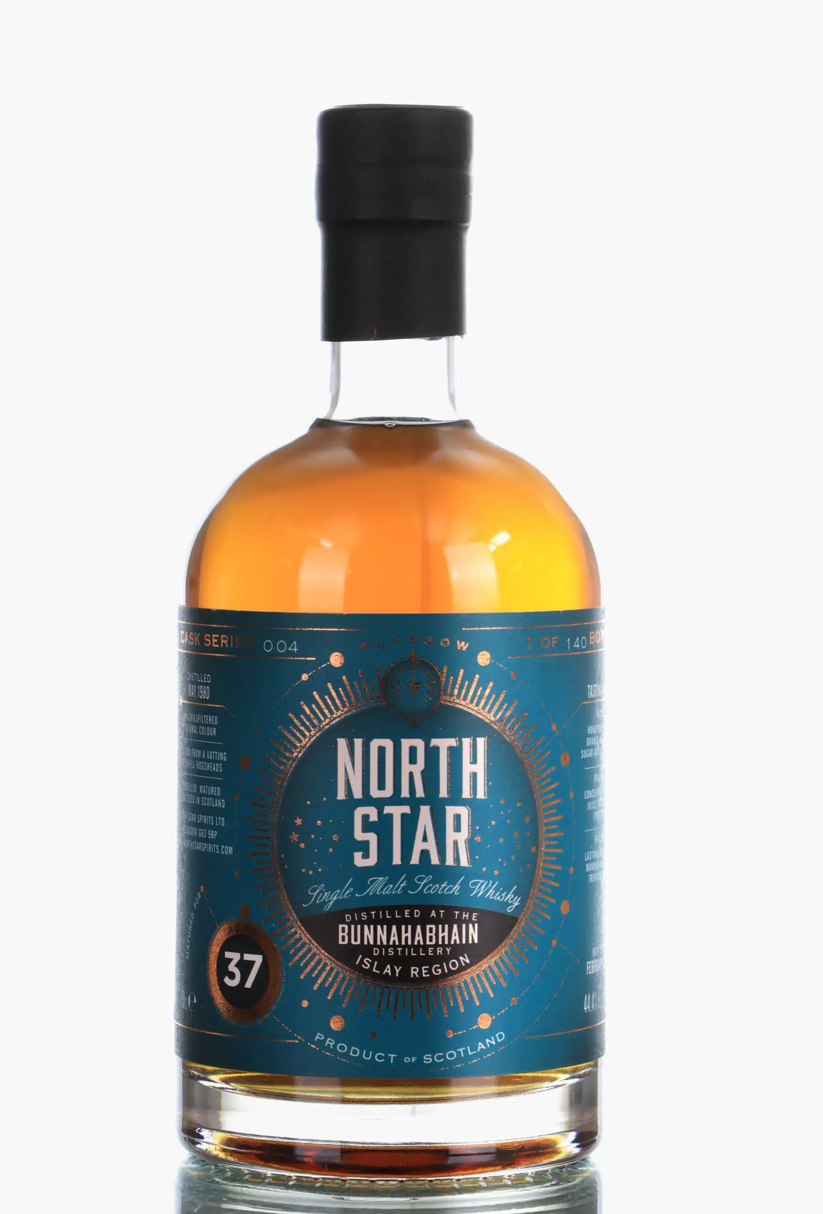 Bunnahabhain North Star 37 Year Old, Hogshead Cask, Cask Series No. 004, 1980, North Star Spirits, 44.4% whisky bottle
