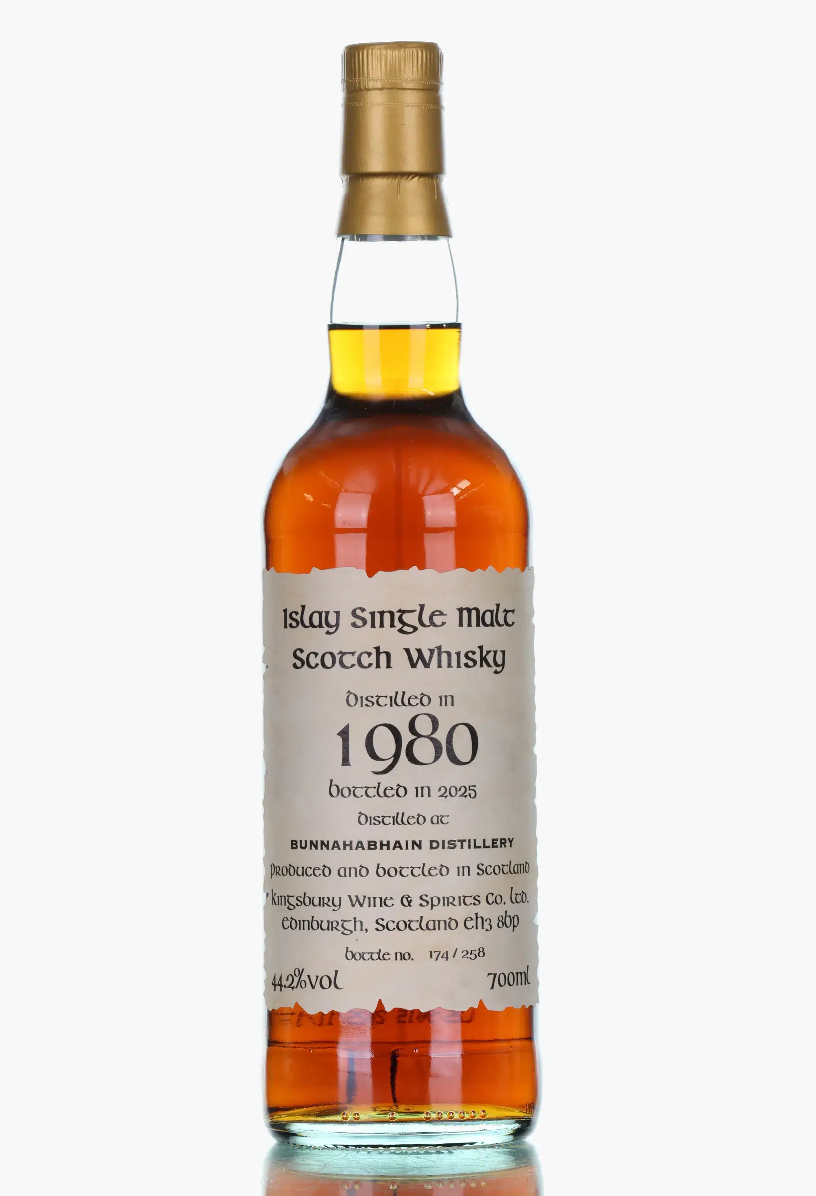 Bunnahabhain Celtic Series 45 Year Old, First Fill PX Sherry Hogshead Finish Cask, Cask #3468, 1980, Kingsbury, 44.2%