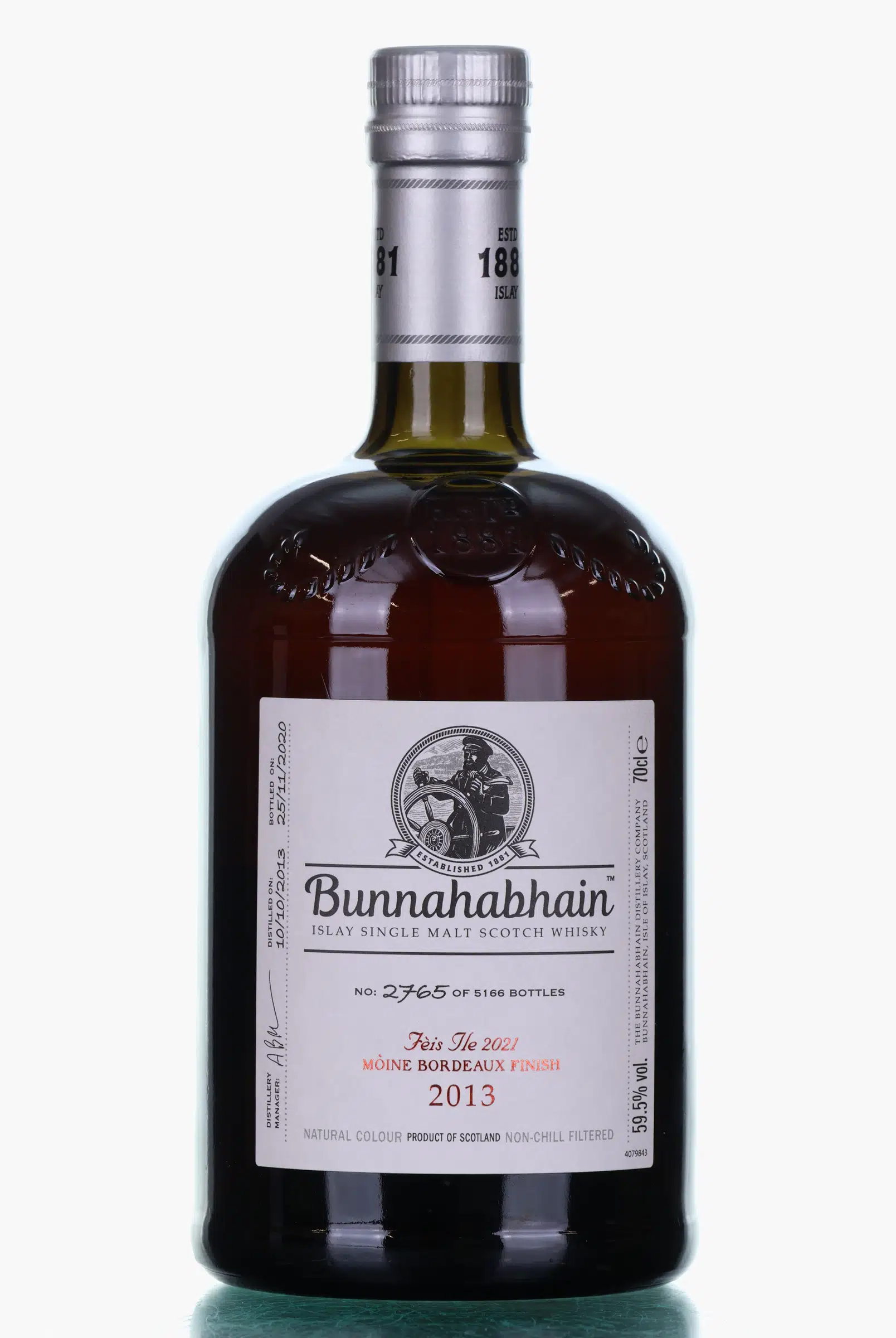 Bunnahabhain Moine Bordeaux Finish Feis Ile 2021 7 Year Old, Bordeaux Wine Cask, 2020, 59.5% whisky bottle