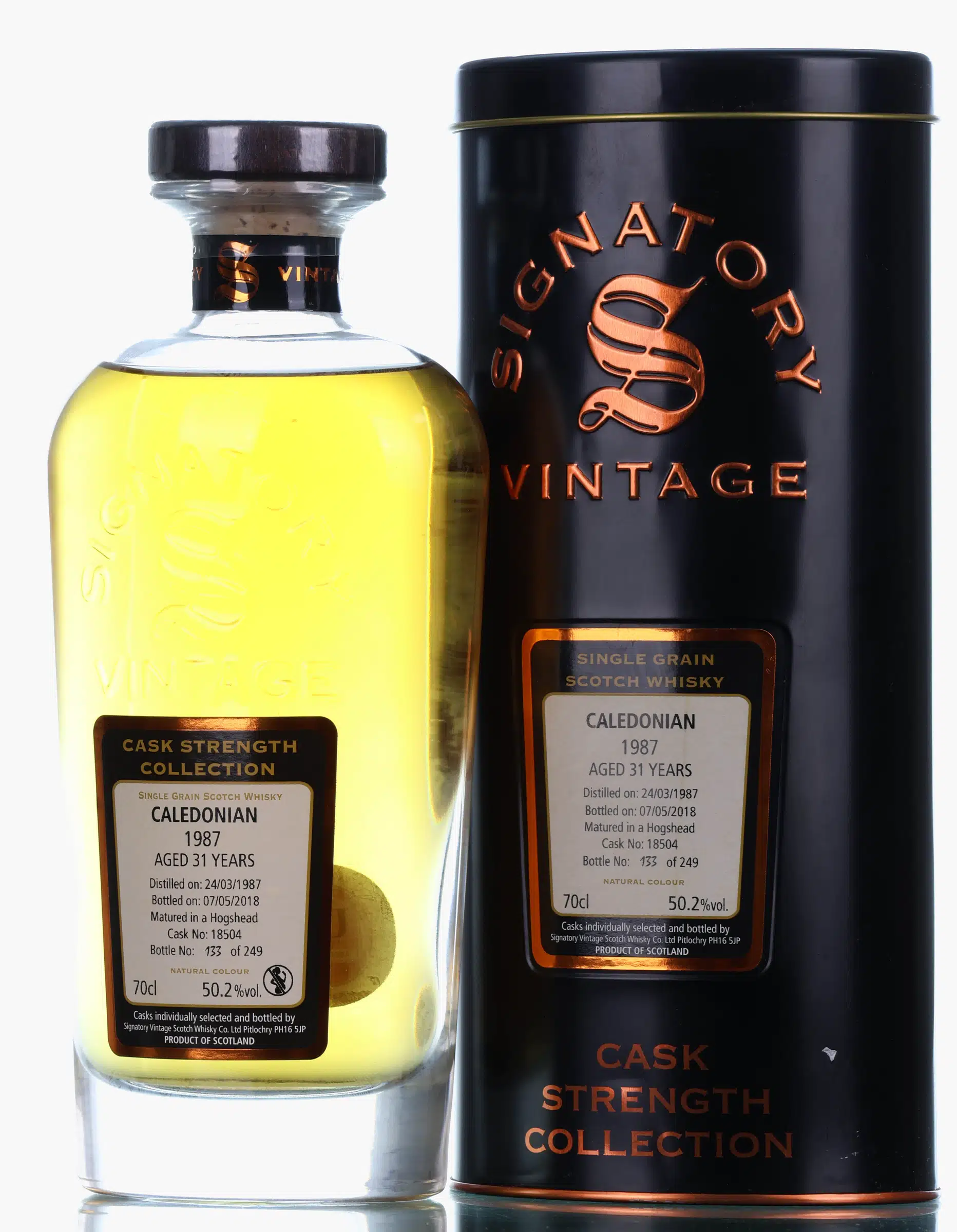 Caledonian 31 Year Old, Bourbon Hogshead Cask, Cask #18504, 1987, Signatory Vintage, 50.2% whisky bottle