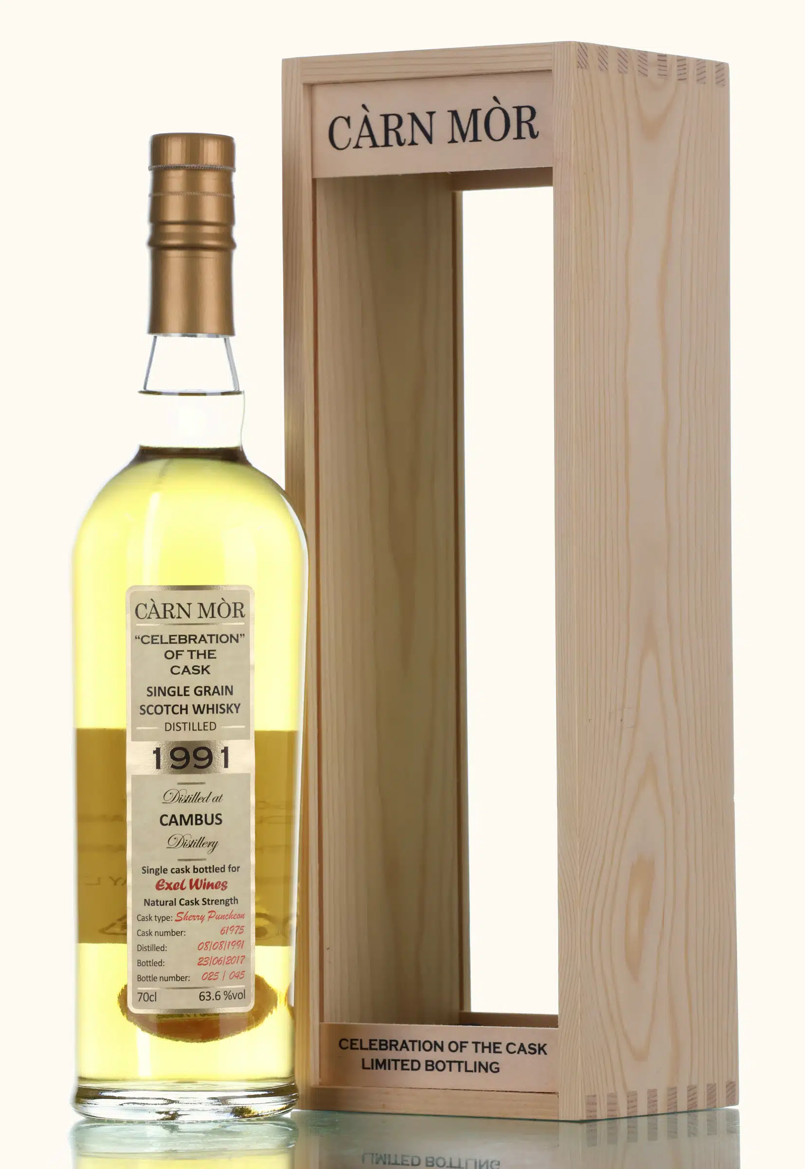 Cambus Celebration of the Cask #25 Year Old, Sherry Cask, Cask #61975, 1991, Morrison & Mackay, 63.6% whisky bottle