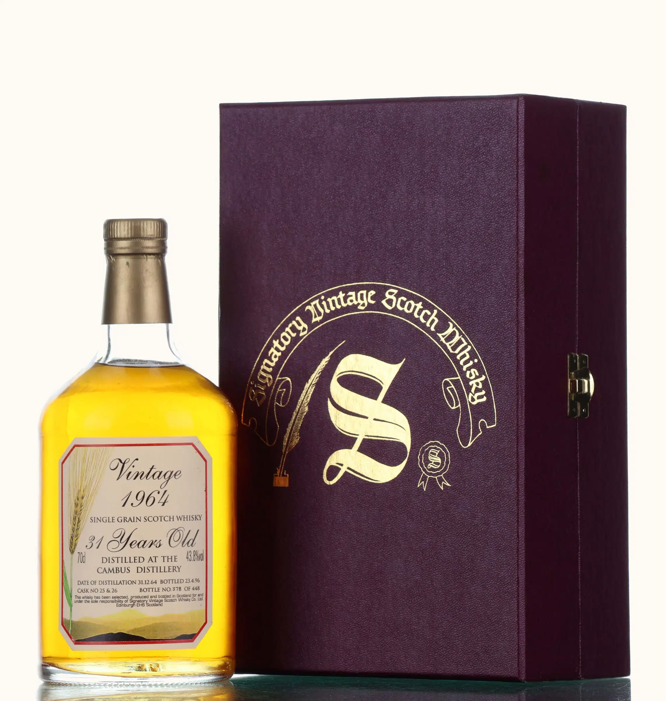 Cambus 31 Year Old, Oak Cask, Cask #25 & 26, 1964, Signatory Vintage, 43.8% whisky bottle
