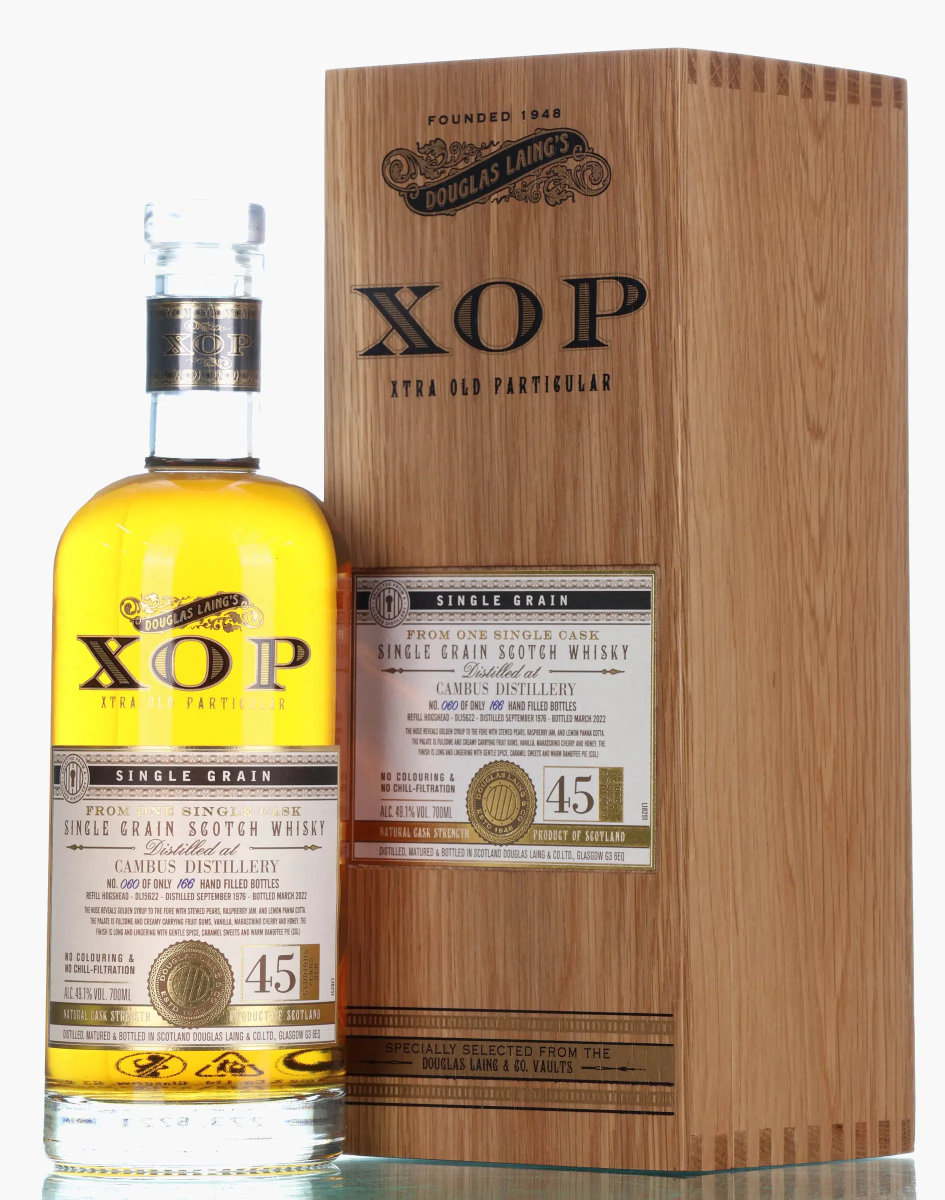 Cambus 45 Year Old, Refill Hogshead Cask, Cask #DL15622, 1976, Douglas Laing, 49.1% whisky bottle