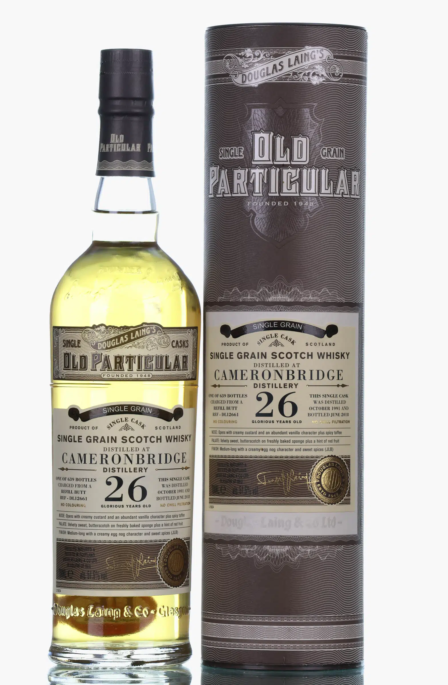 Cameronbridge Old Particular 26 Year Old, Butt Cask, 1991, Douglas Laing, 51.5% whisky bottle