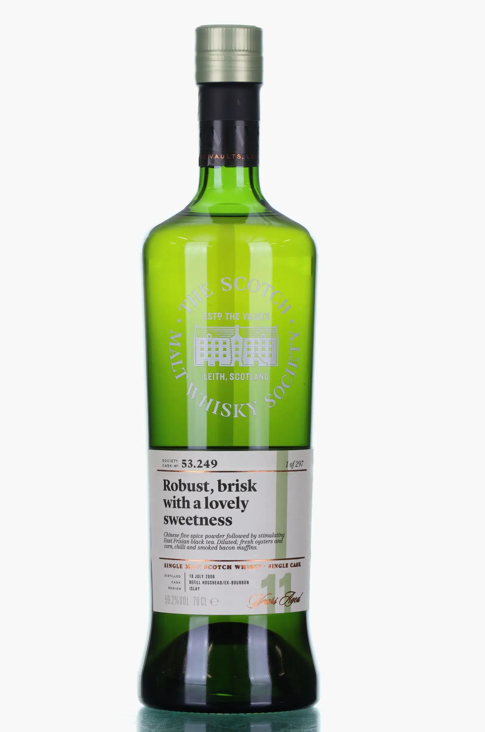 Caol Ila Robust, Brisk with a Lovely Sweetness 11 Year Old, Refill ex-Bourbon Hogshead Cask, Cask #249, 2008, The Scotch Malt Whisky Society, 59.2% whisky bottle