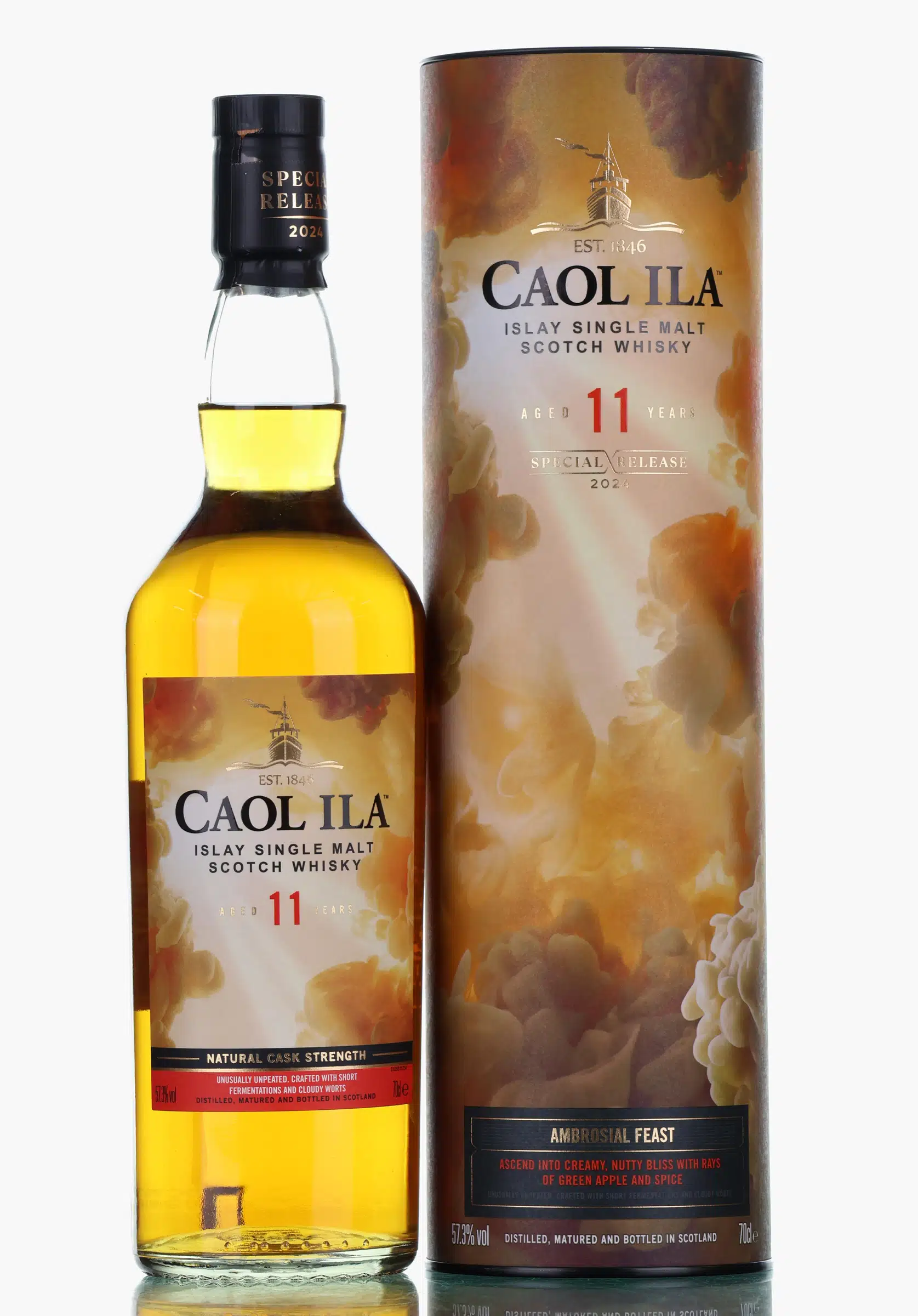 Caol Ila Ambrosial Feast 11 Year Old, Refill & Rejuvenated ex-Wine Cask, 2024, 57.3% whisky bottle