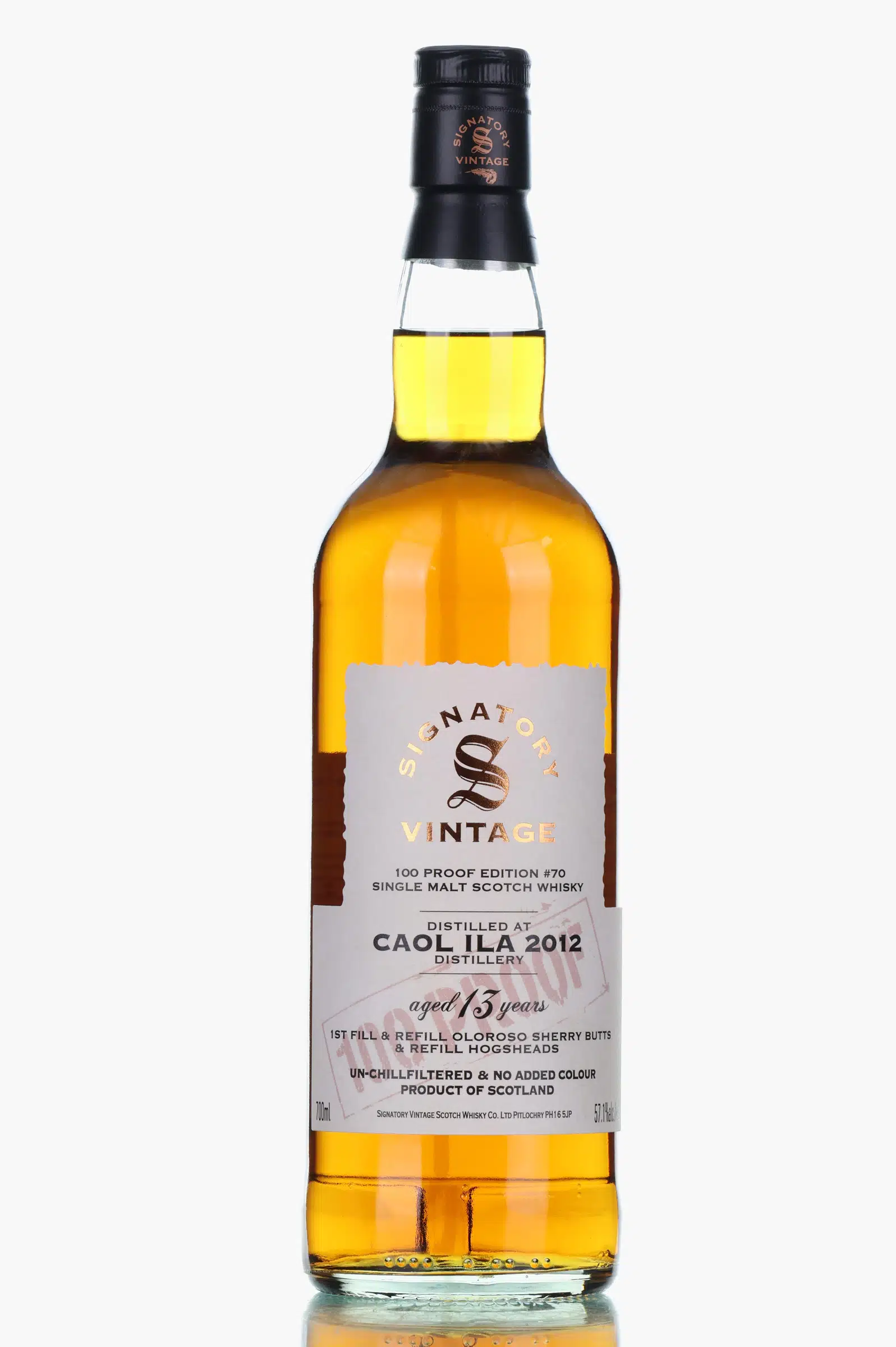 Caol Ila 13 Year Old, Sherry Cask, Batch No. 70, 2012, Signatory Vintage, 57.1% whisky bottle