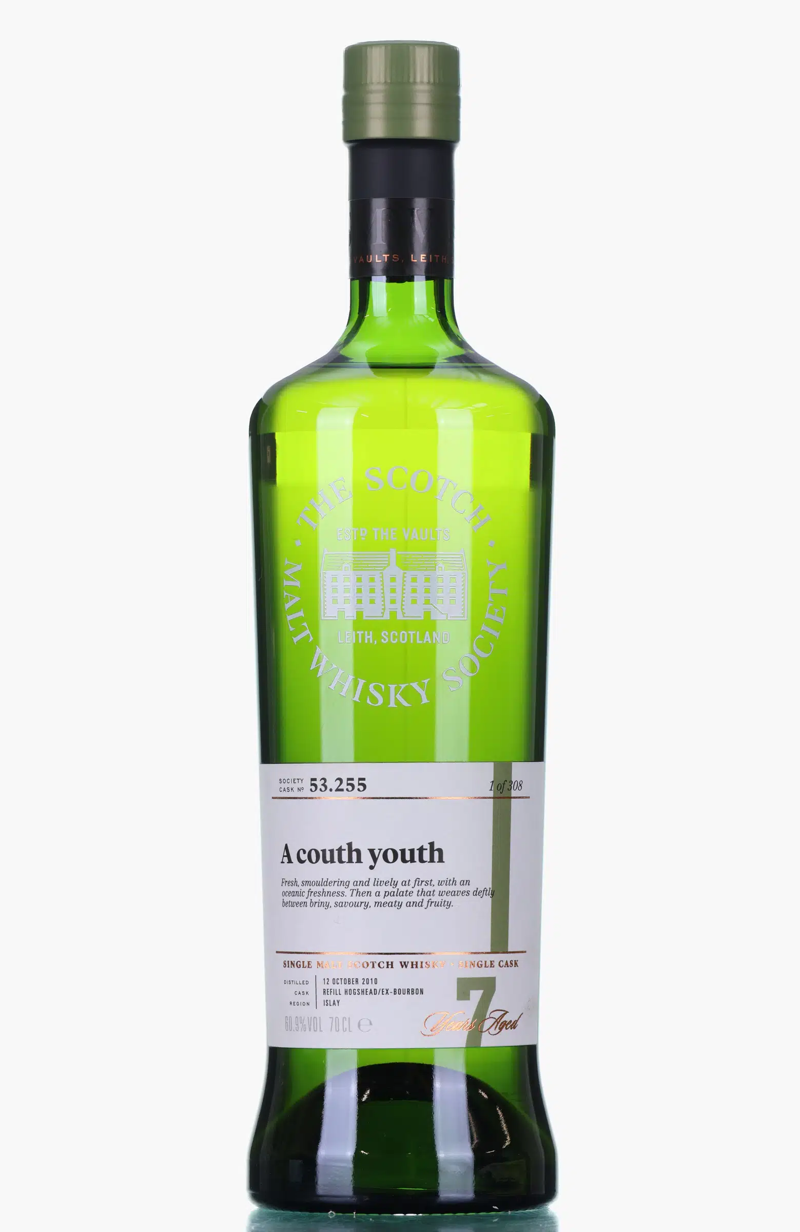 Caol Ila A Couth Youth 7 Year Old, Hogshead Cask, Cask #53.255, 2010, The Scotch Malt Whisky Society, 60.9% whisky bottle