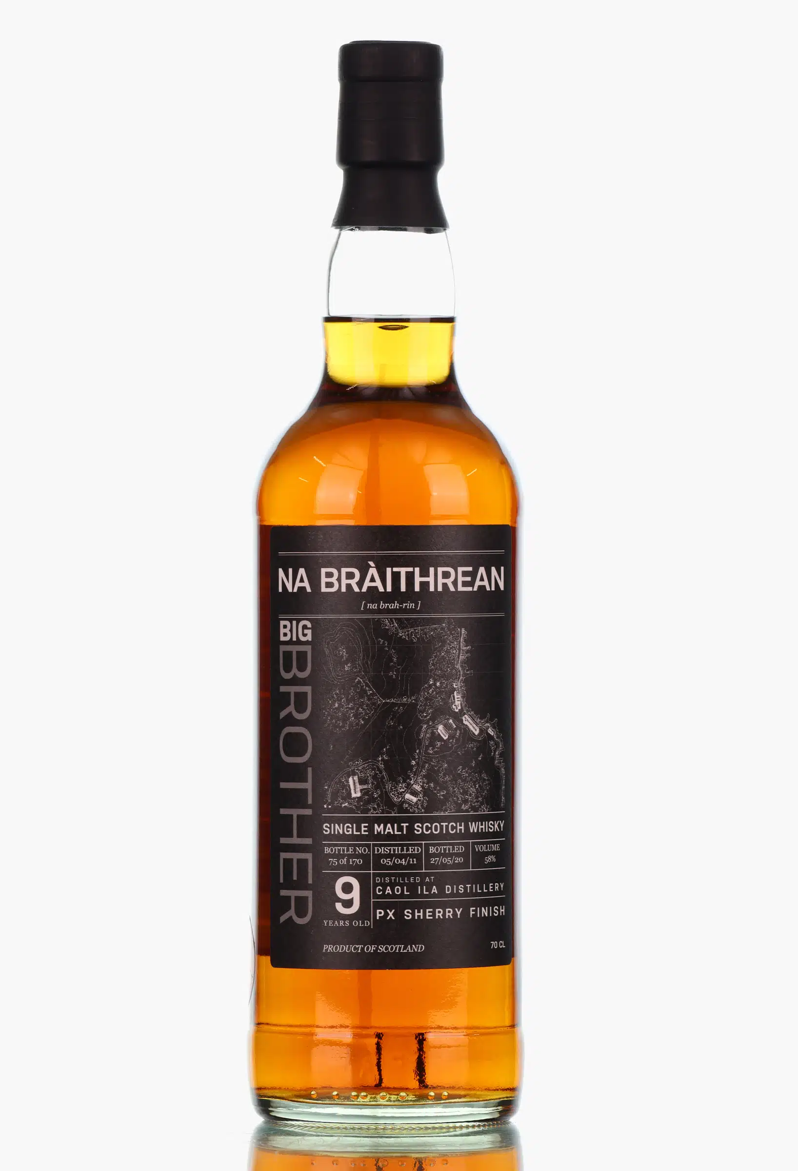 Caol Ila Na Braithrean Big Brother 9 Year Old, PX Sherry Cask, 2011, Na Braithrean Ltd., 58% whisky bottle