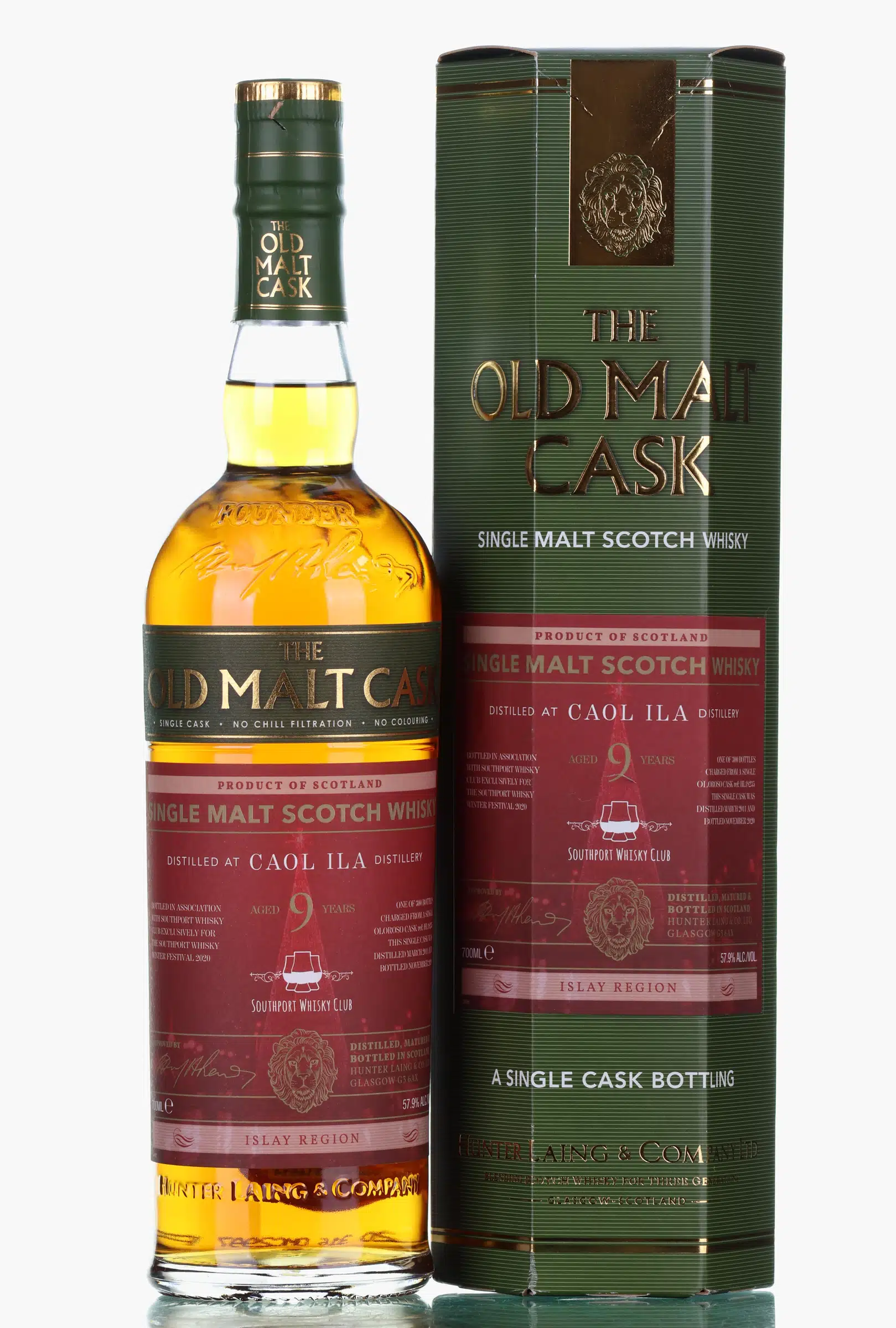 Caol Ila 2011 9 Year Old Old Malt Cask For Southport Whisky Festival 2020, Sherry Cask, 2011, Hunter Laing, 57.9% whisky bottle