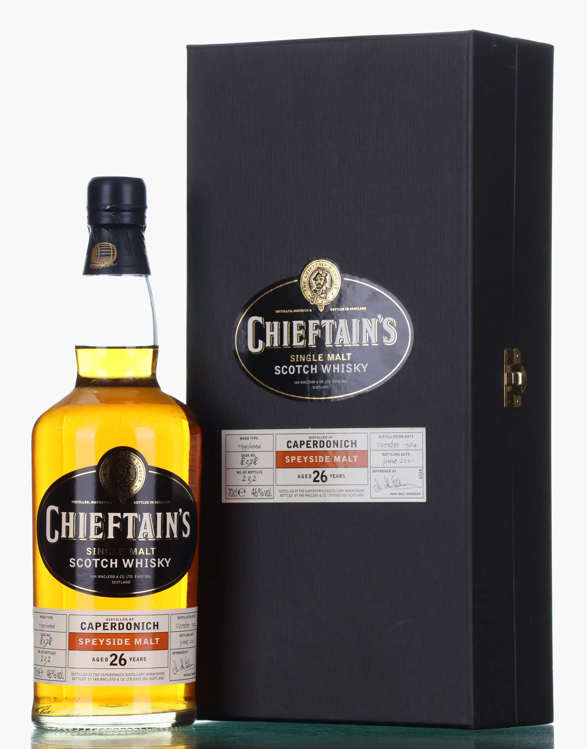 Caperdonich 26 Year Old, Hogshead Cask, Cask #8378, 1974, Ian Macleod & Co. Ltd, 46% whisky bottle