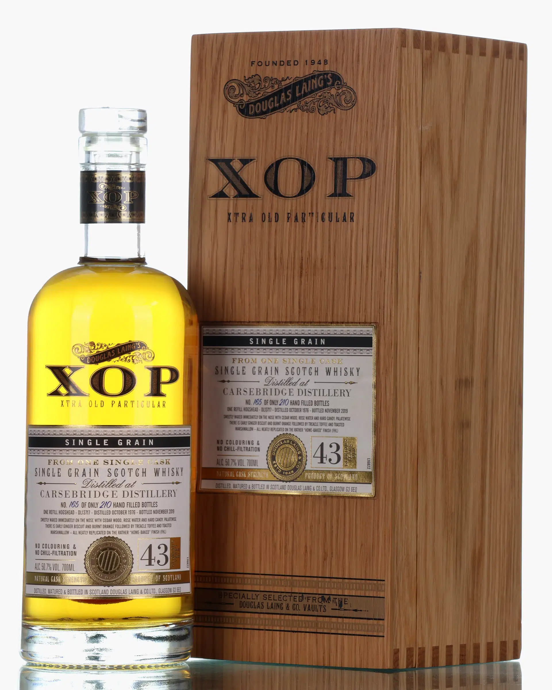 Carsebridge XOP Xtra Old Particular 43 Year Old, Hogshead Cask, Cask #DL13717, 1976, Douglas Laing, 50.7% whisky bottle