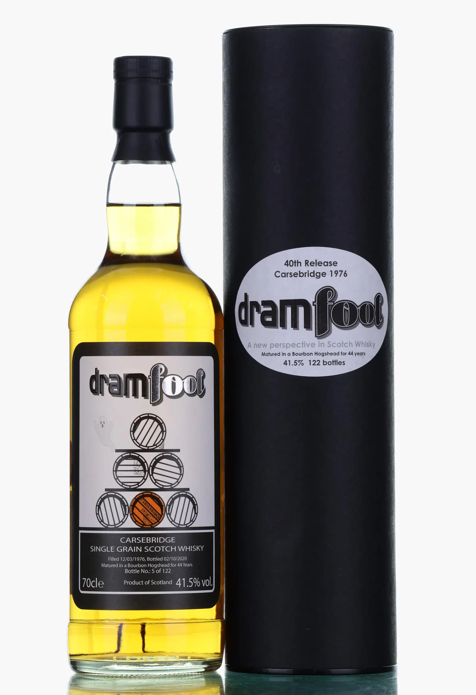 Carsebridge 40th Release 44 Year Old, Bourbon Hogshead Cask, 1976, Dramfool, 41.5% whisky bottle
