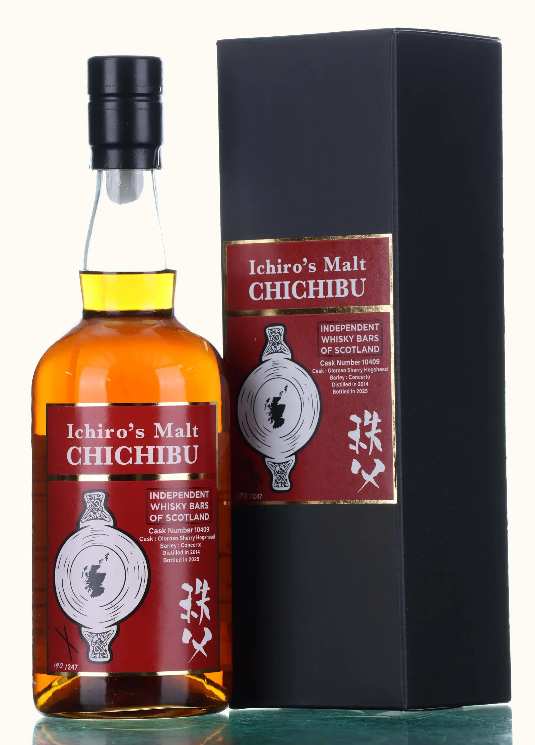 Chichibu 2014 Oloroso Sherry Hogshead No. 10409, Independent Whisky Bars of Scotland 11 Year Old, Oloroso Sherry Hogshead Cask, Cask #10409, 2014, Independent Whisky Bars of Scotland, 62.8% whisky bottle