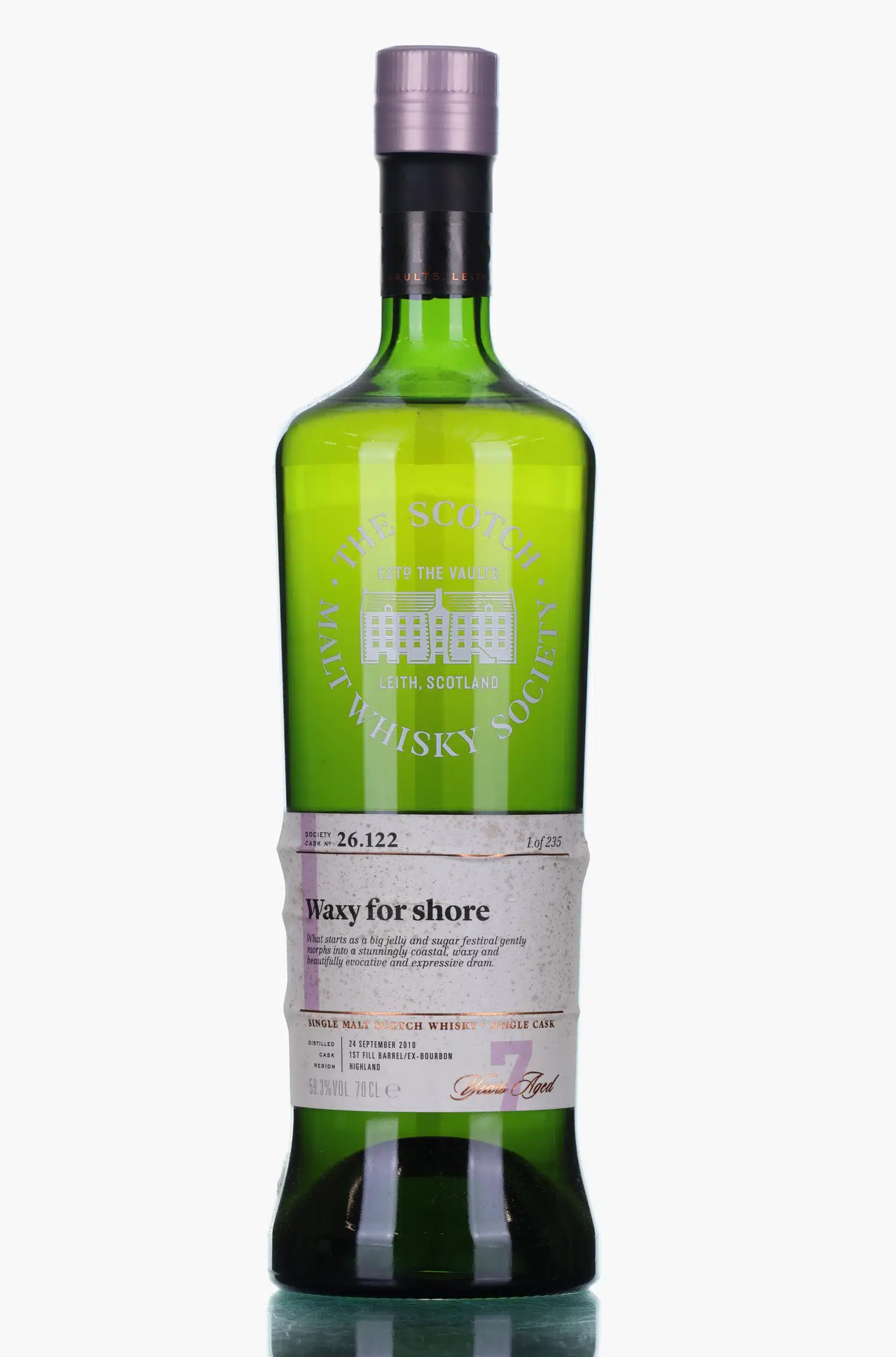 Clynelish Waxy for Shore 7 Year Old, Bourbon Cask, Cask #26.122, 2010, The Scotch Malt Whisky Society, 59.3% whisky bottle