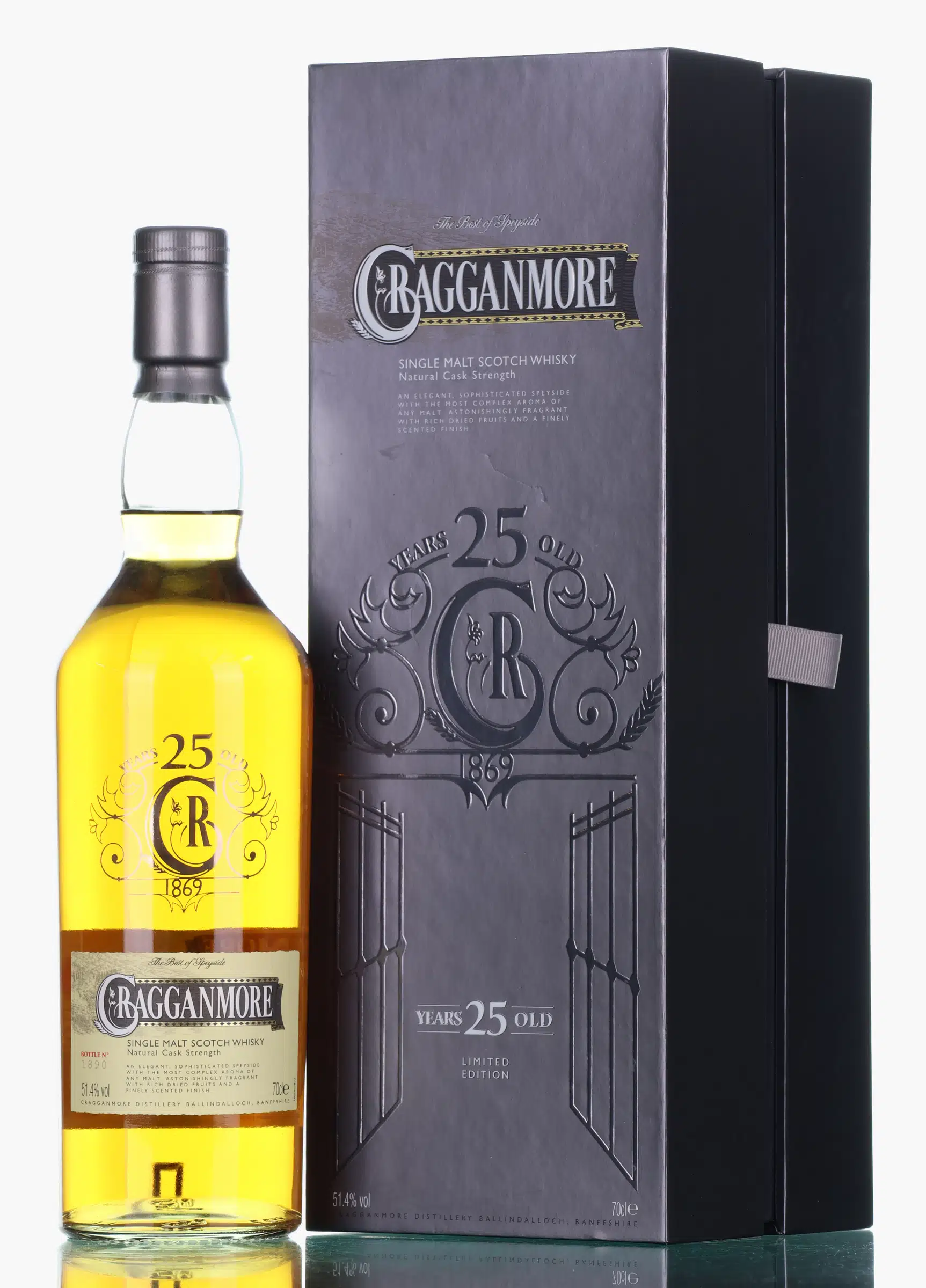 Cragganmore 25 Year Old, Refill American & European Oak Cask, 2014, 51.4% whisky bottle