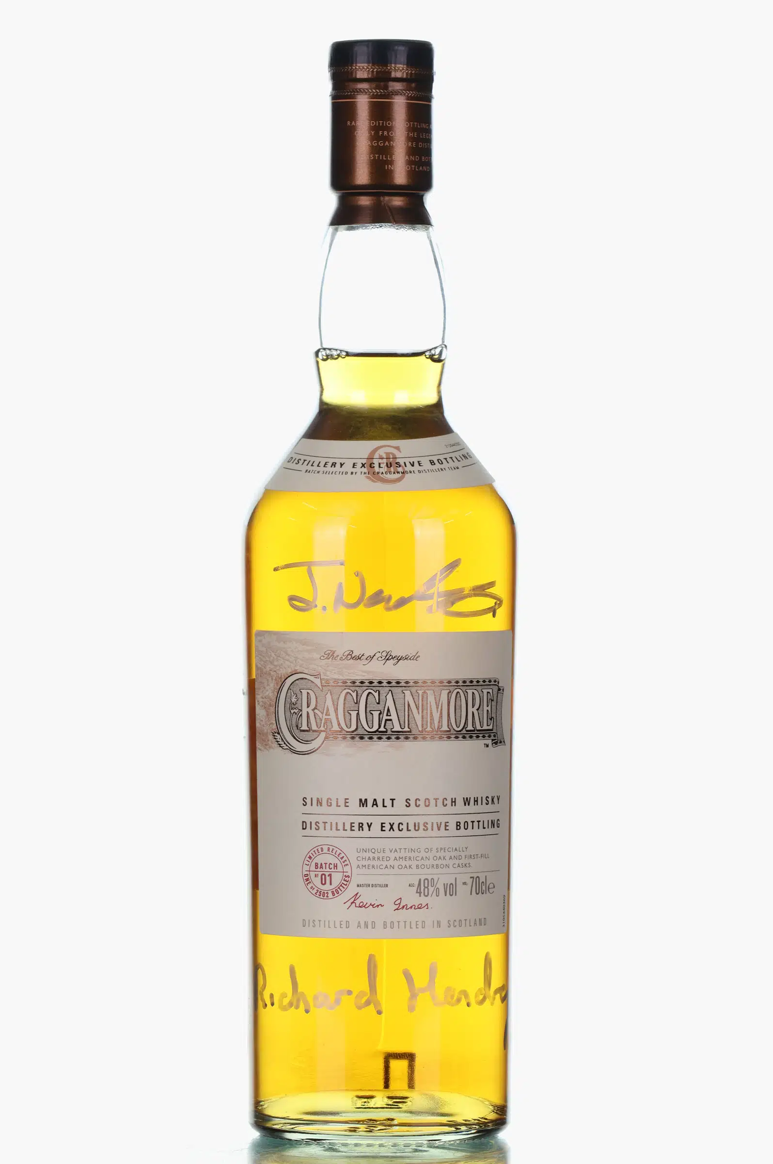 Cragganmore Distillery Exclusive Bottling Limited Edition, Charred American Oak & First-Fill Sherry Cask, Batch No. 1, 2019, 48% whisky bottle