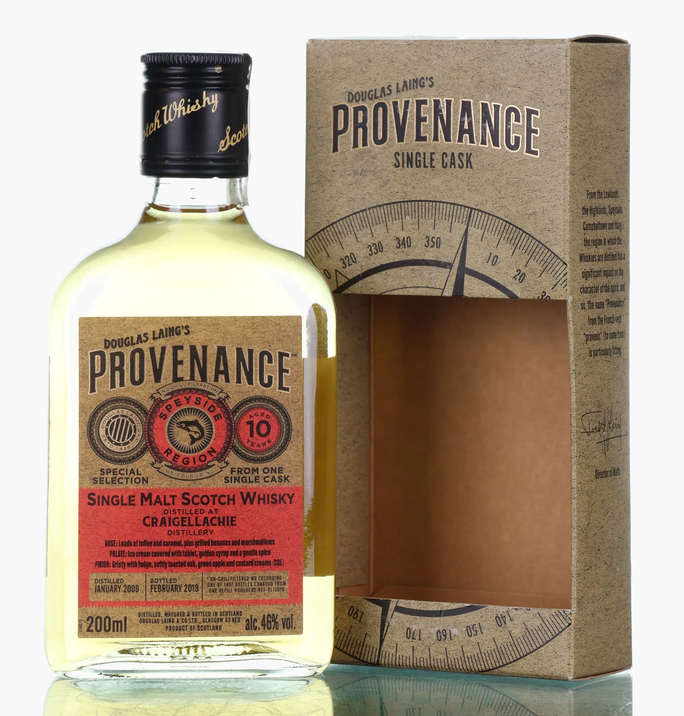 Craigellachie Provenance Single Cask 10 Year Old, Hogshead Cask, 2008, Douglas Laing, 46% whisky bottle