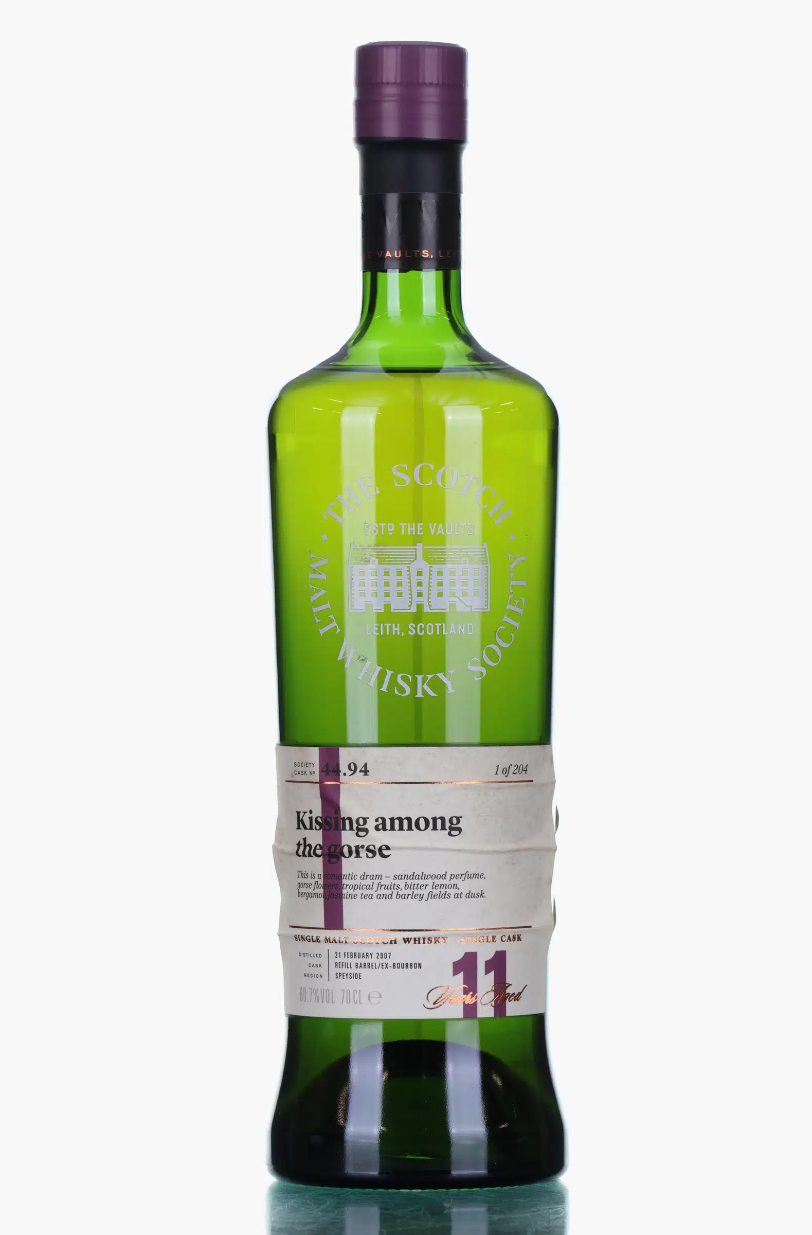Craigellachie Kissing Among the Gorse 11 Year Old, Bourbon Cask, Cask #44.94, 2007, The Scotch Malt Whisky Society, 60.7% whisky bottle