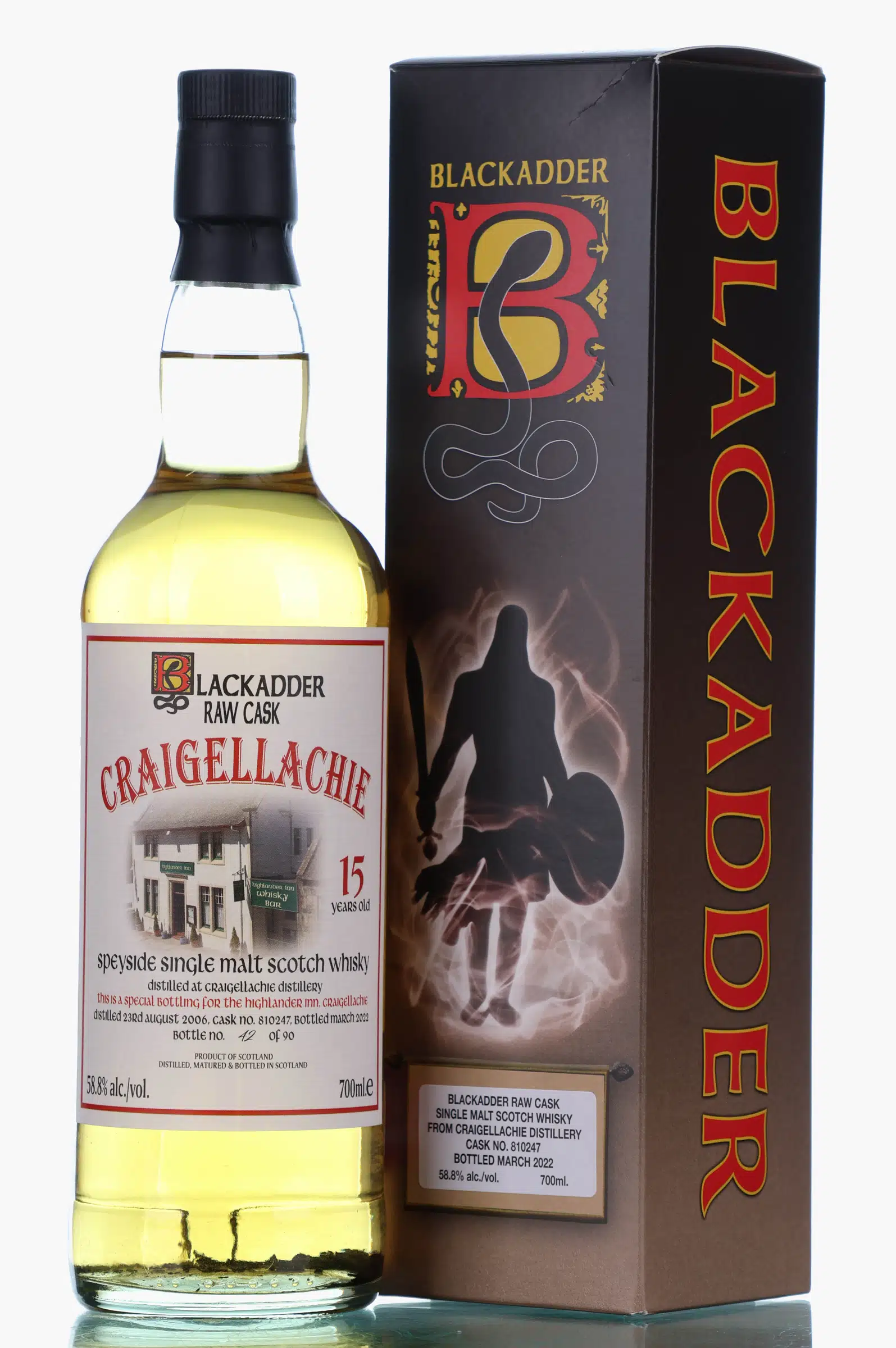 Craigellachie Raw Cask 'Highlander Inn' 15 Year Old, Hogshead Cask, Cask #410247, 2006, Blackadder, 58.8% whisky bottle